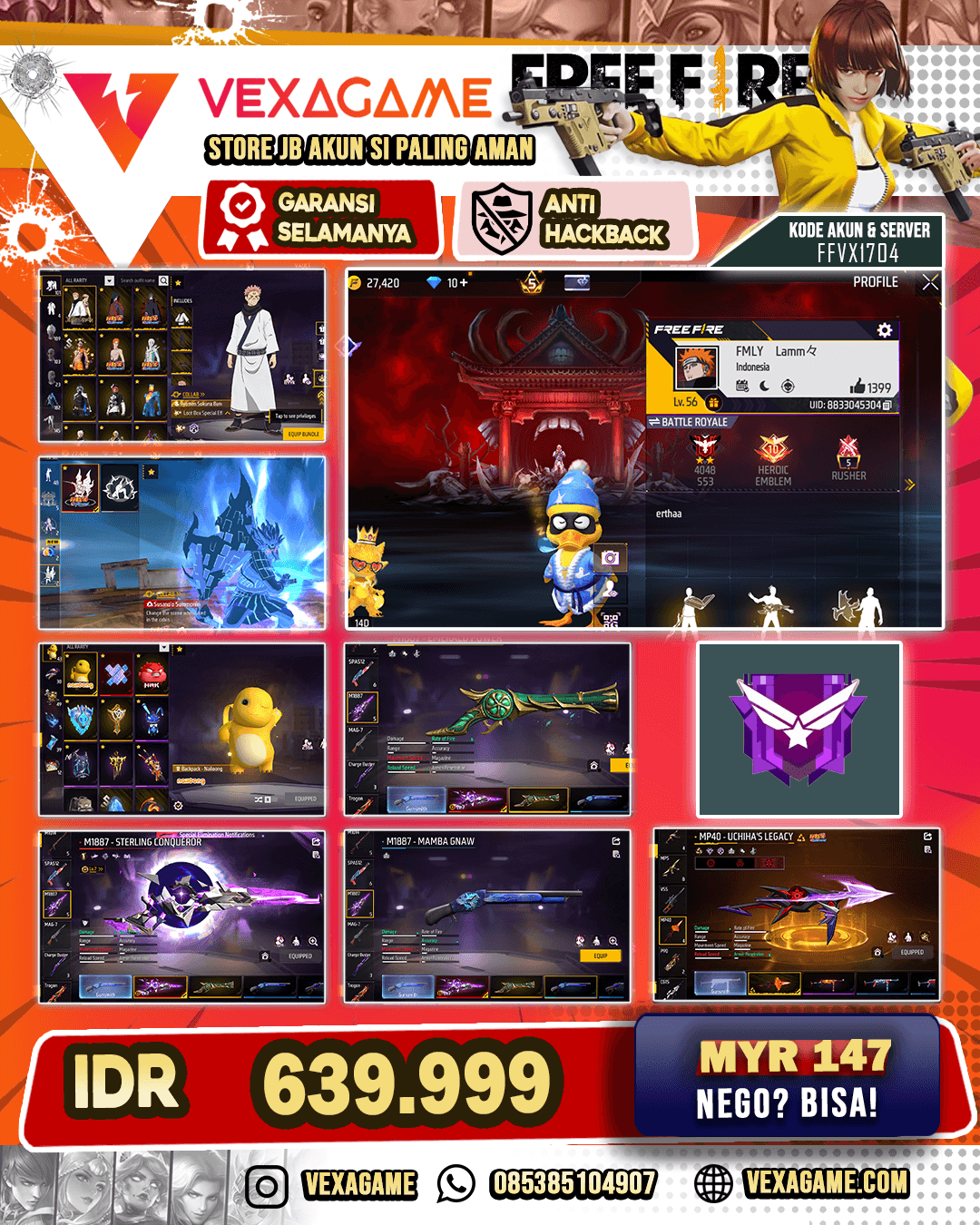 2 Evo Max | SG Trompet | Katana On | Tinju On | Mp40 Uchiha 's Legacy |  Bundle JJK | BBundle Madara | Bundle Obito | Emot Susano o | Emot Itachi