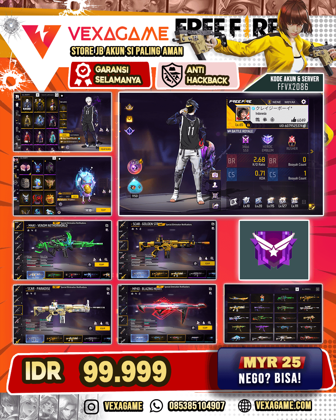 Blue Lock On | Katana On | Bundle Dark Set On | Nyeker On | CN On | M4A1 Venom Netherowrld | Scar Golden Strike | Scar Paradise | Vault 200++