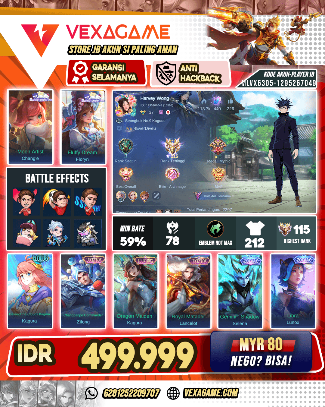 Julian JJK | Change Sanrio | Floryn Sanrio | Kagura Cloods | 3 Luckybox |  3 Zodiac | Vexana Epic | Ex Immortal
