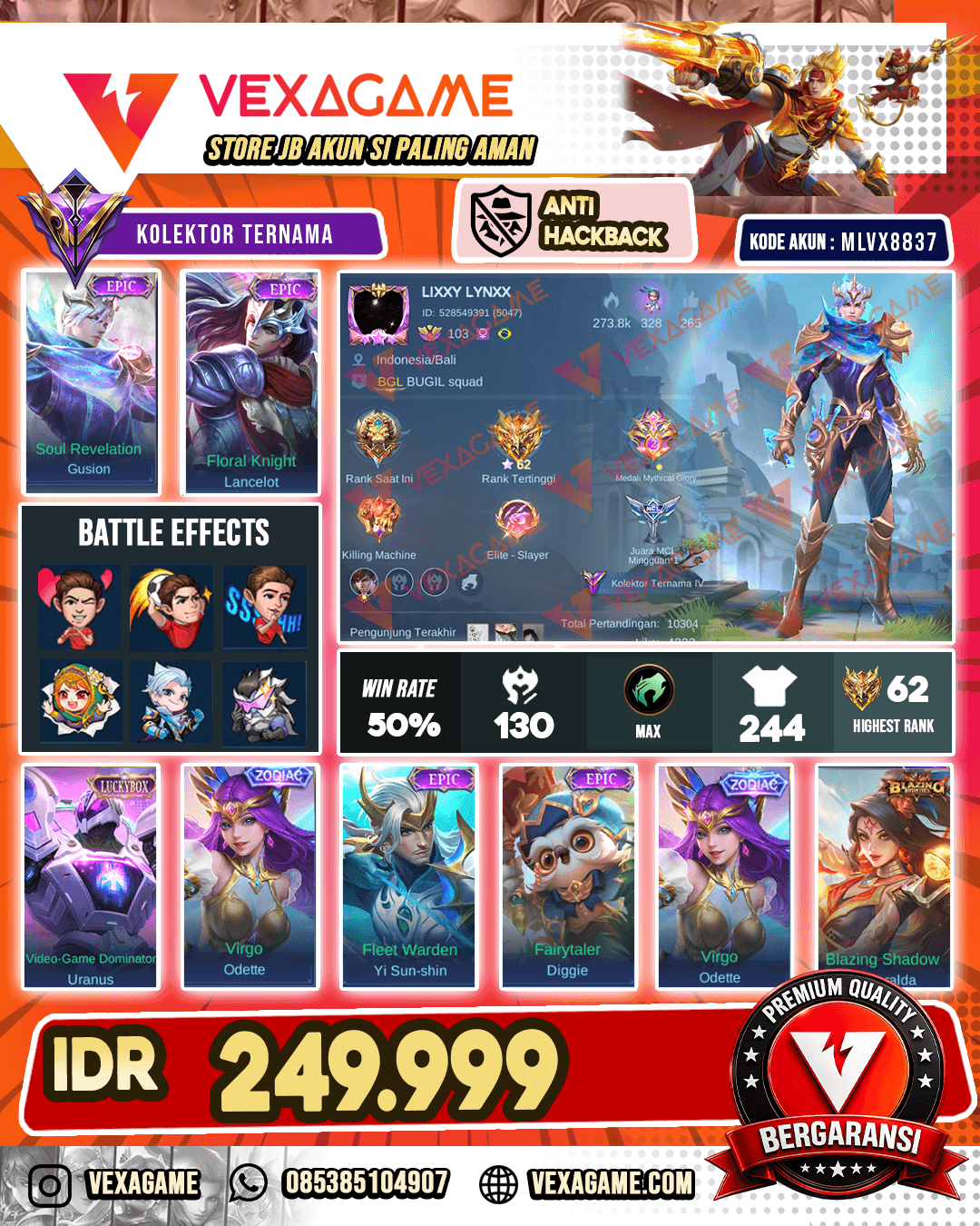Gusion Epic X Lancelot Epic | Uranus Luckybox | Recall Tas Tas