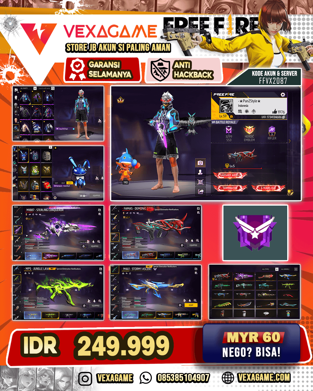 1 Evo Max | 1 Evo lv 5 | M4A1 Stormy Ascent |  M4A1 Venom Netherworld | AUG Firetaming | MP5 Jungle Lava |  Bundle JIraya Vault 150++