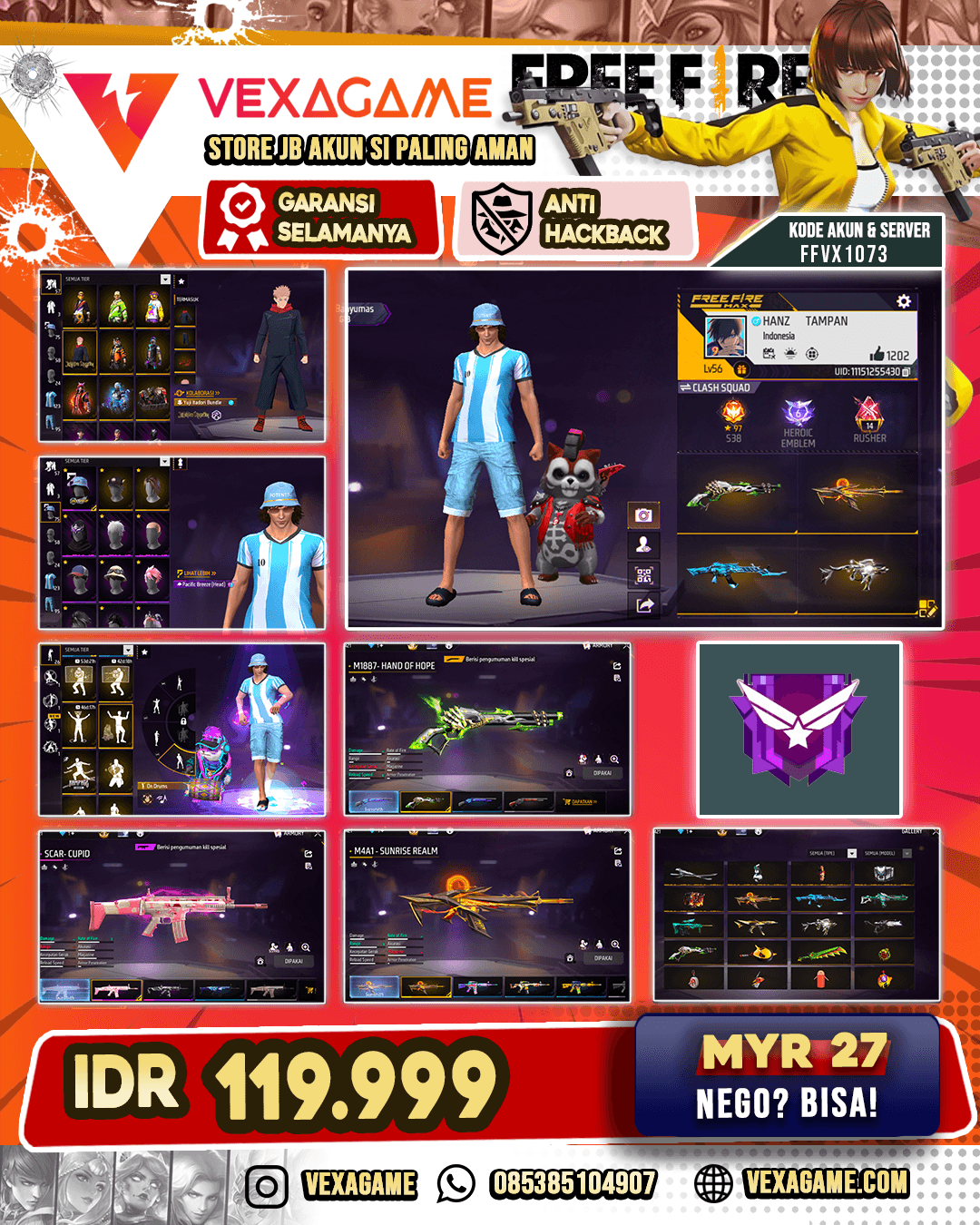 SG LUMUT | SCAR CUPID | M4A1 SUNRISE REALM |  BUNDLE JJK | VAULT 120+
