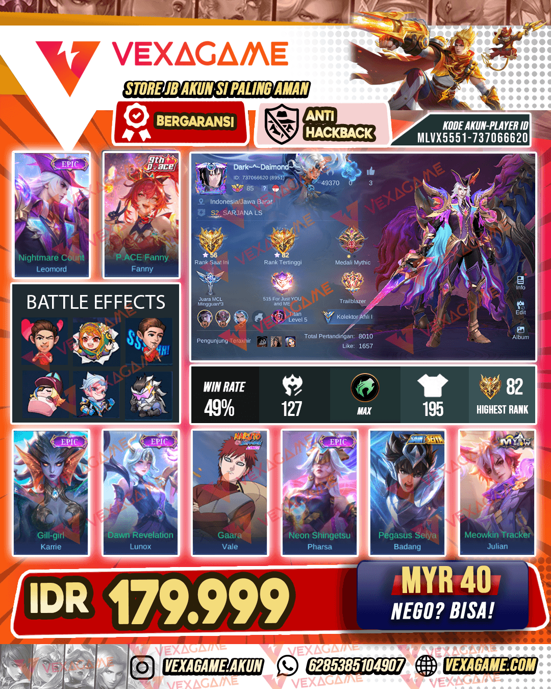 Leomord Epic | Fanny Pace | Emblem Max