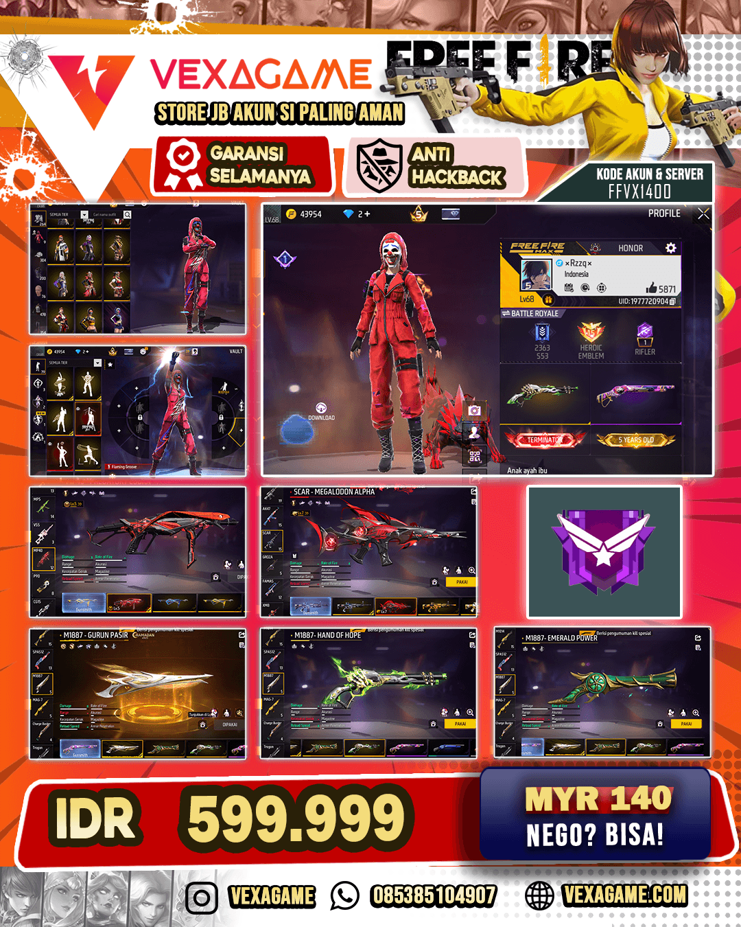 ( AKUN  DI PAKAI BUAT KONTEN ) 2 EVO 1 MAX | SG Gurun, Trompet, Pasir & Rapper | Vault Cewek Gagah TW 500 | Animasi Lobby ON | Look Changer ON