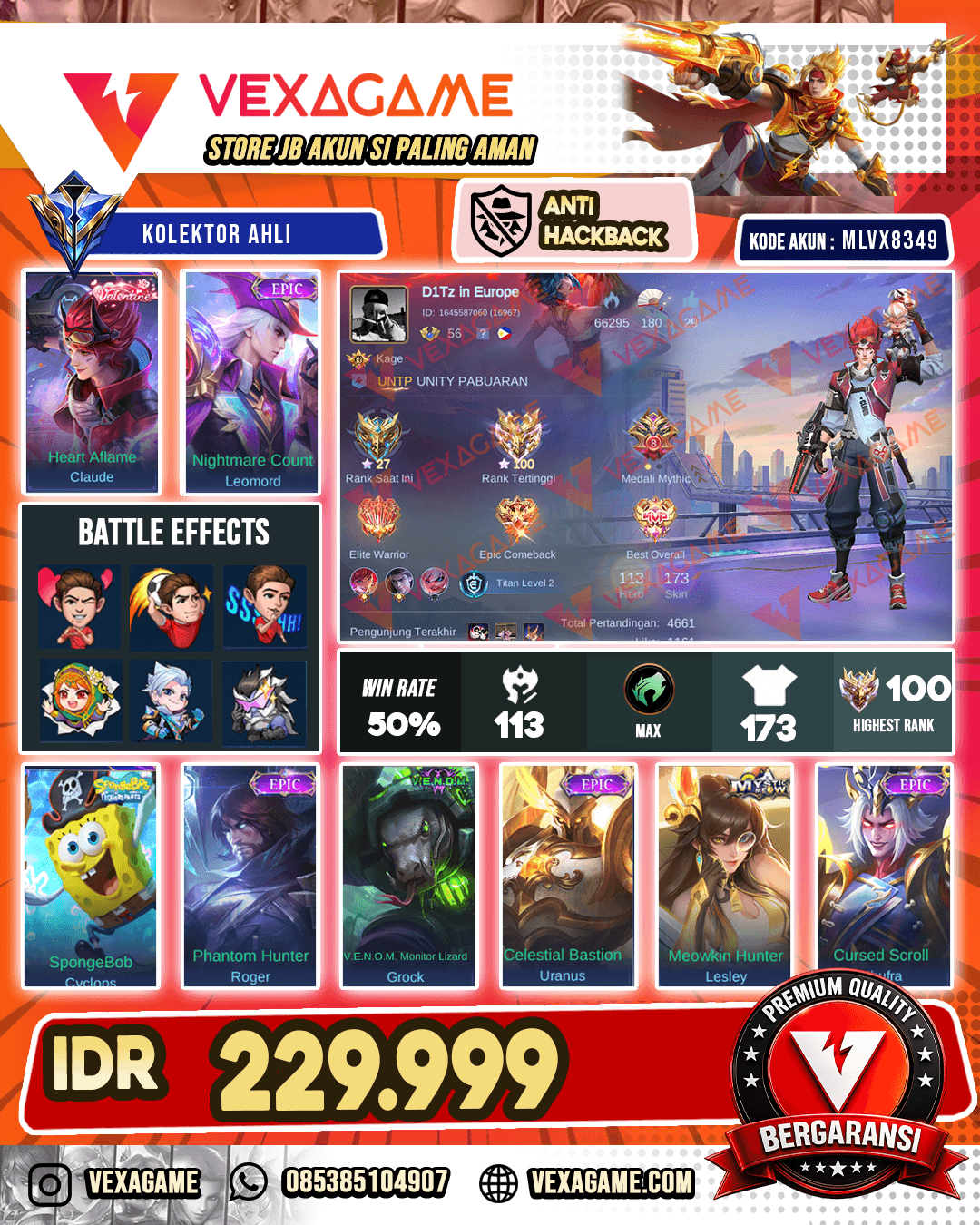Claude Valentine | Leomord Epic EX Immortal Recal Zeus