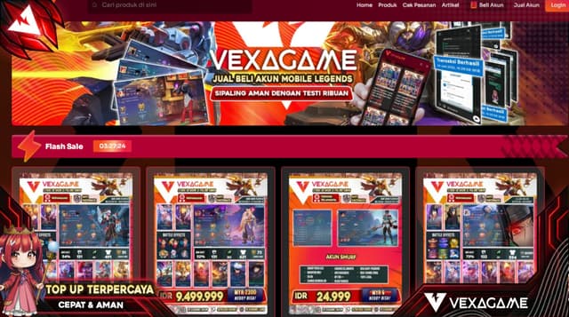 Gudang Katalog Akun ML Vexagame, Dapet Skin Collector Harga Miring!