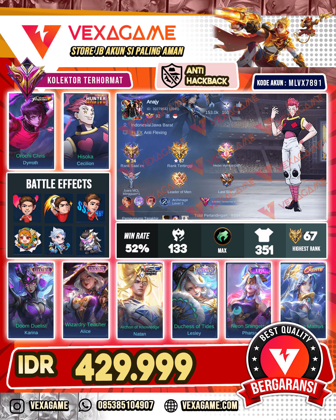 Cecil HxH | Dyrroth Kof | 2 Luckybox | Natan MSC | Lesley Covenant | Recall Snowman