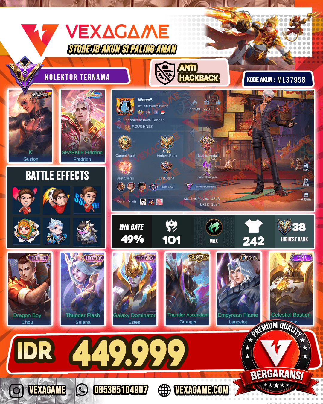 Gusion KOF | Freedrin Sparkle | 3 Luckybox
