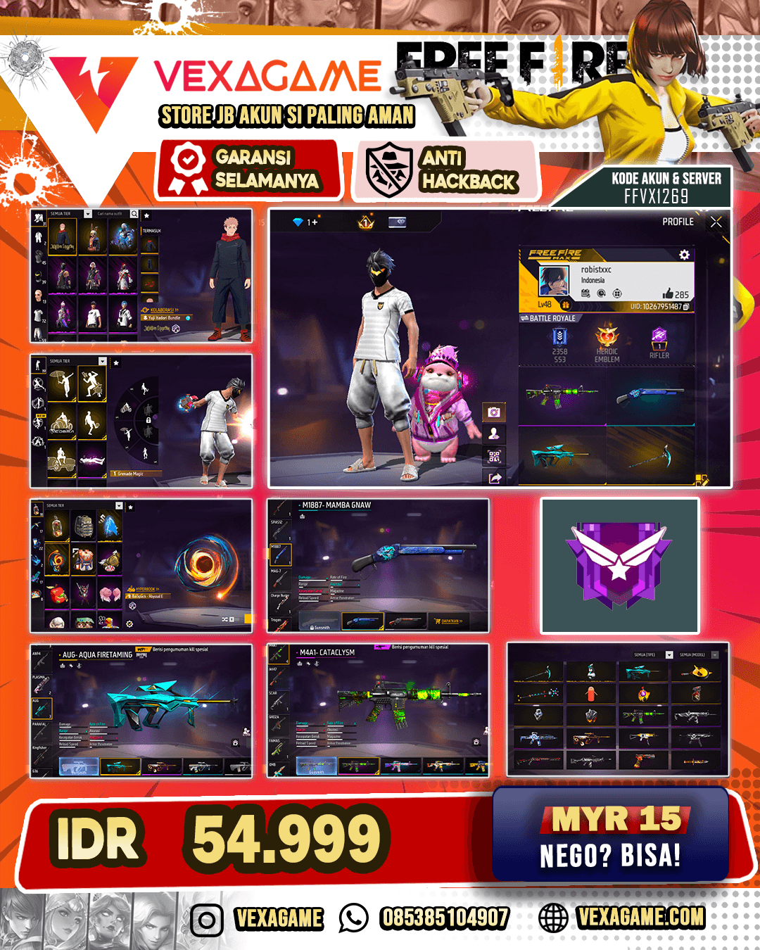 Akun FF MURAH DANA PELAJAR | Bundle Yuji Itadori | SG MAMBA
