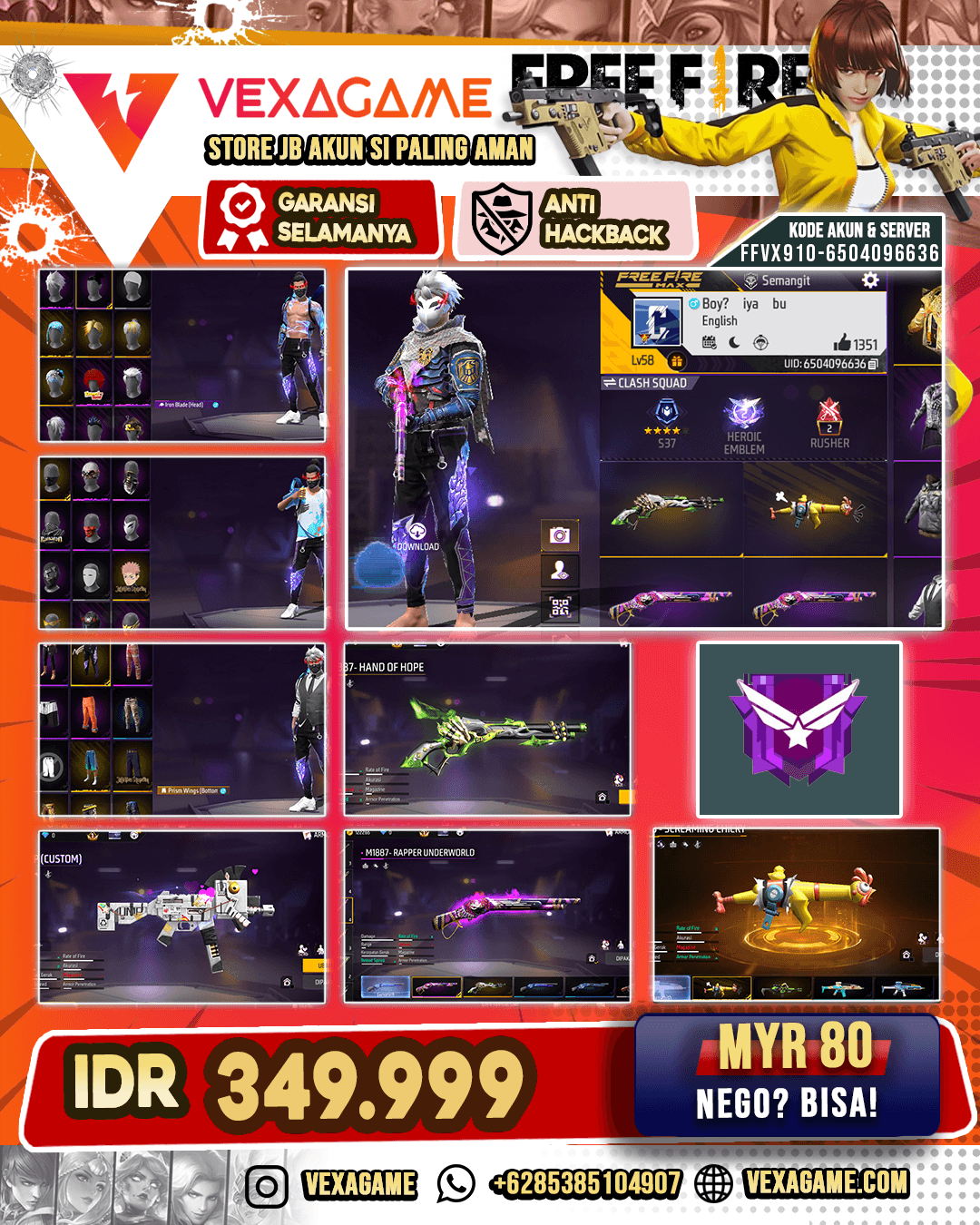 SG Lumut | SG Reaper | UMP Grizzly Papercut | XM8 Screaming Chicky | Backpack Bunny | Vault 100+