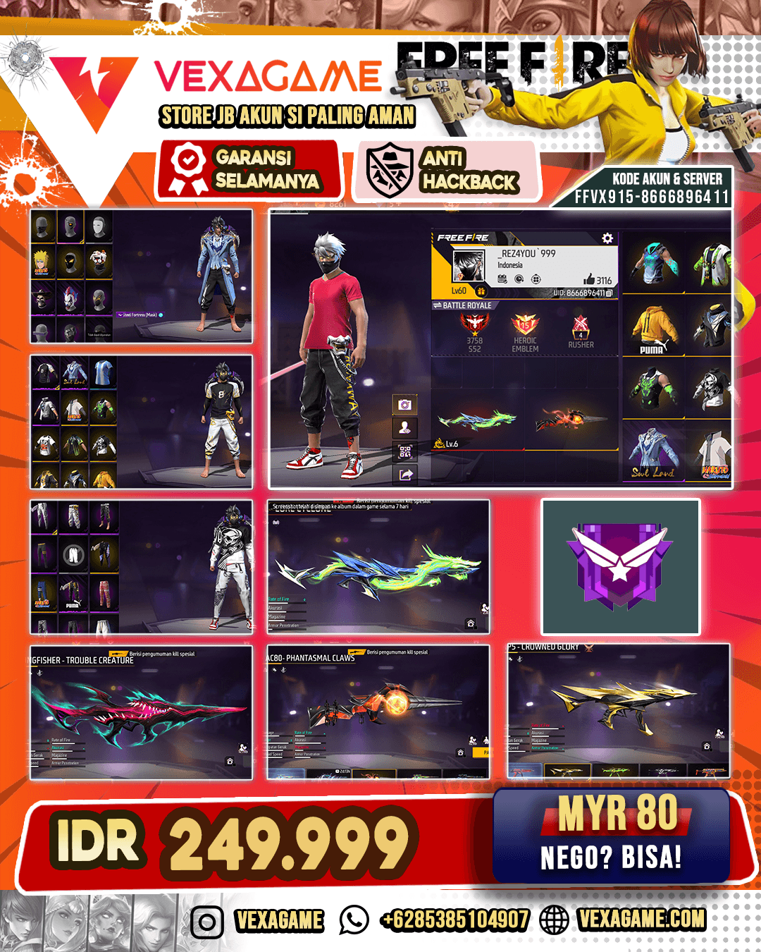 Parafal Lore Cyclone Lv 6 | SG Peluru Suci | MP40 2 Rasa | MP5 Crowned Glory | AC80 Phantasmal Claws | Kingfisher Trouble Creature | AN94 Tsunami Bolt | M4A1 Storny Ascent | Vault 200+