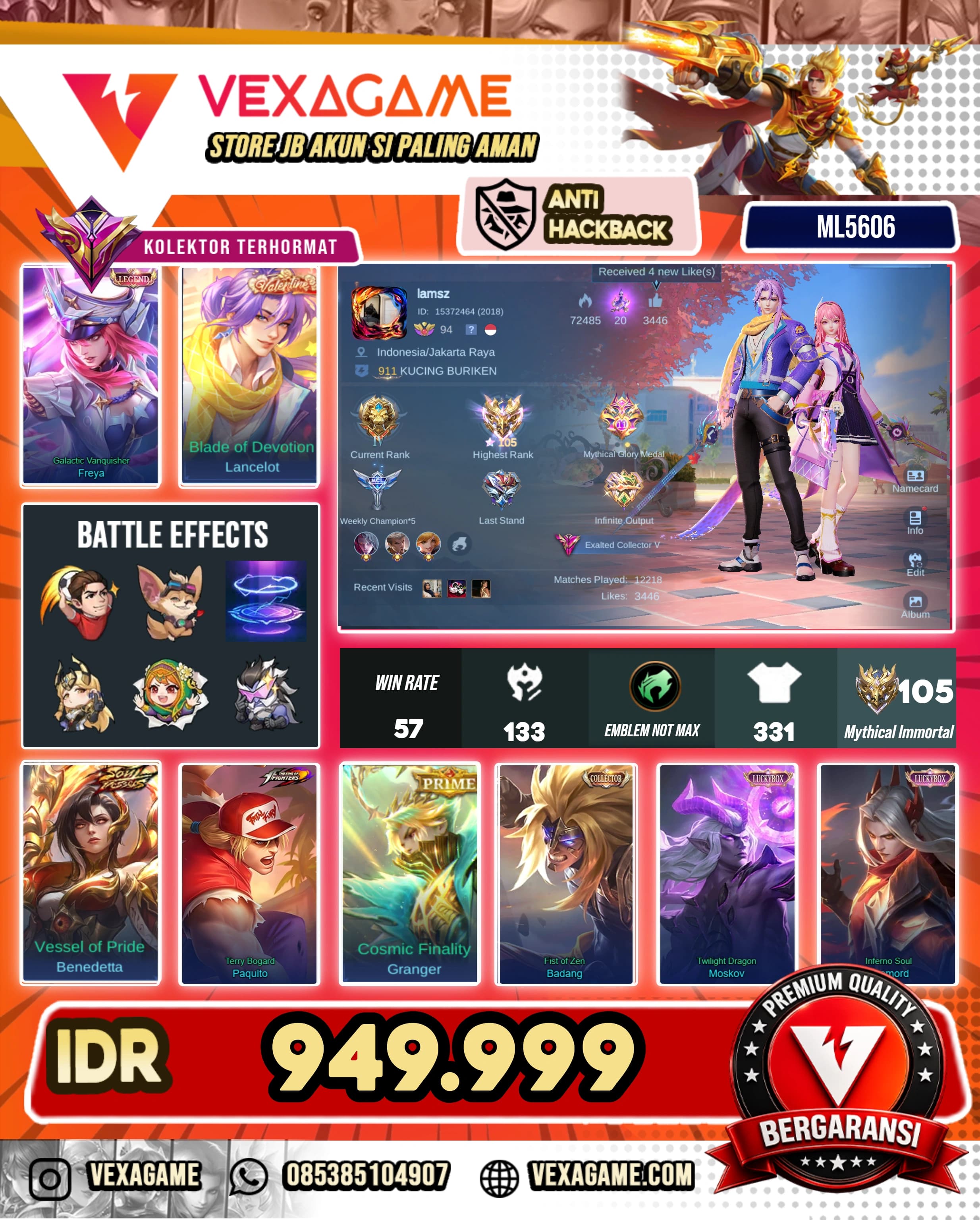 Lancelot Valentine | Freya Legend | Benedetta Soul Vessel | Paquito KOF | Tas Tas ON
