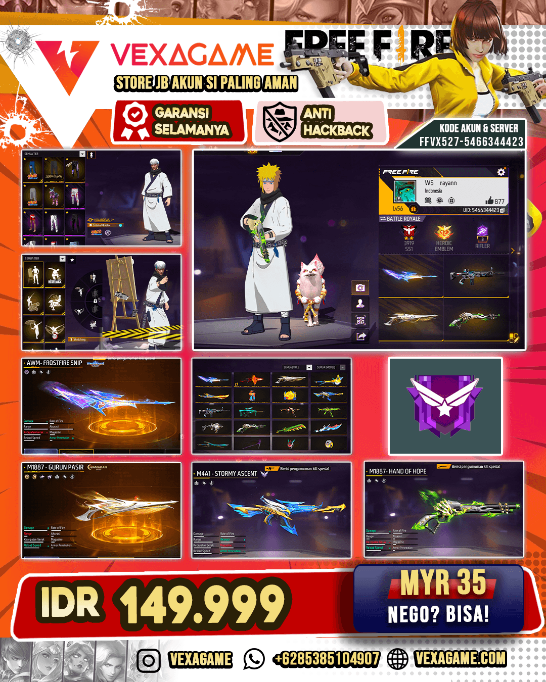 SG GURUN | SG LUMUT | AWM FROSTFIRE | MP40 UCIHA | VAULT 140+