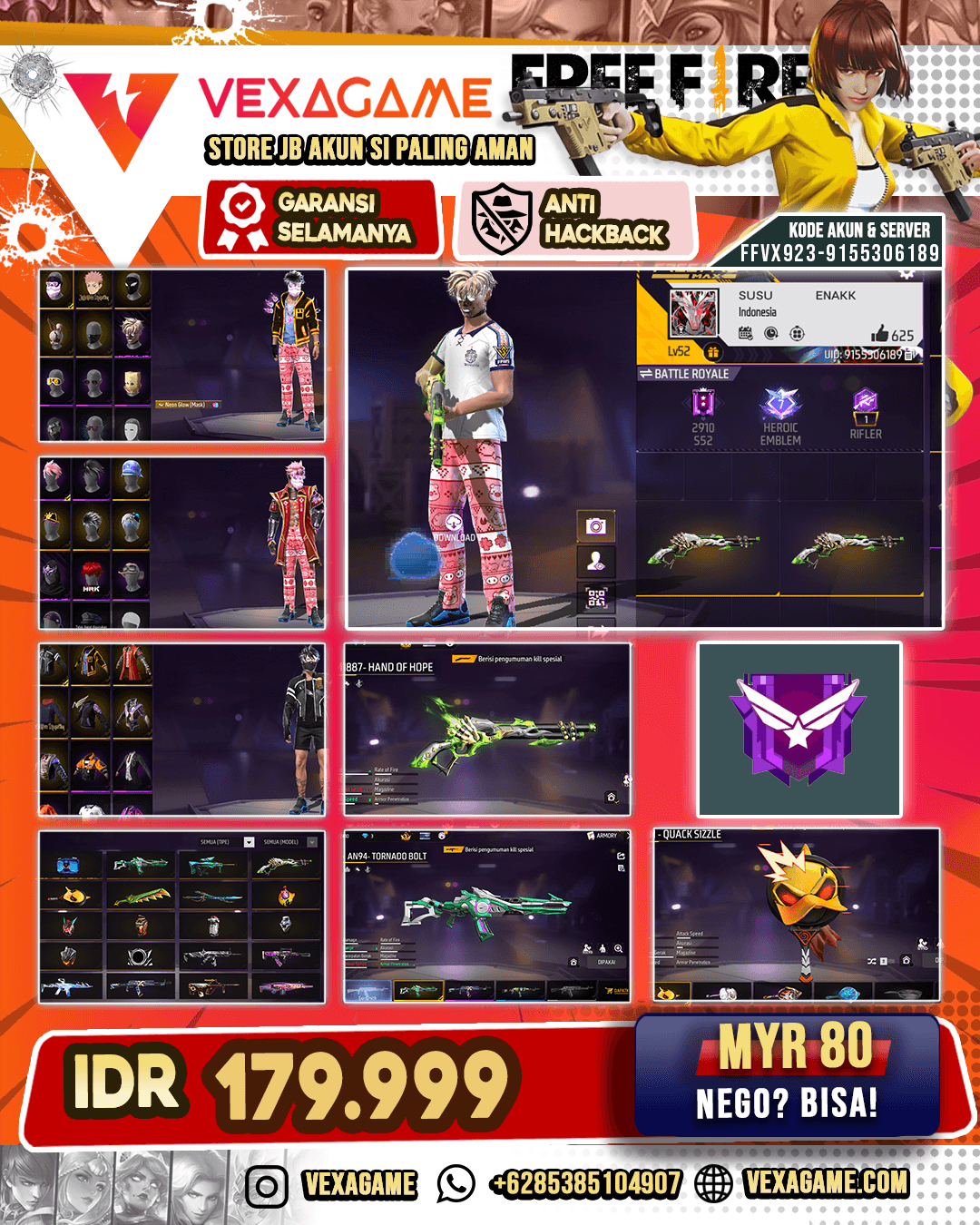 PAN Quack Sizzle | AN94 Tornado Bolt | SG Lumut | Keyboard Warrior Botton | Bundle JJK | Celana Penajara | Baju Penjara