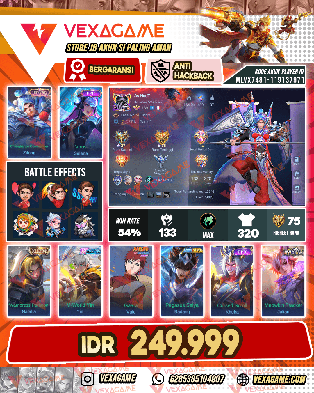 Zilong Luckybox | Selena Epic | Emblem Hero Max