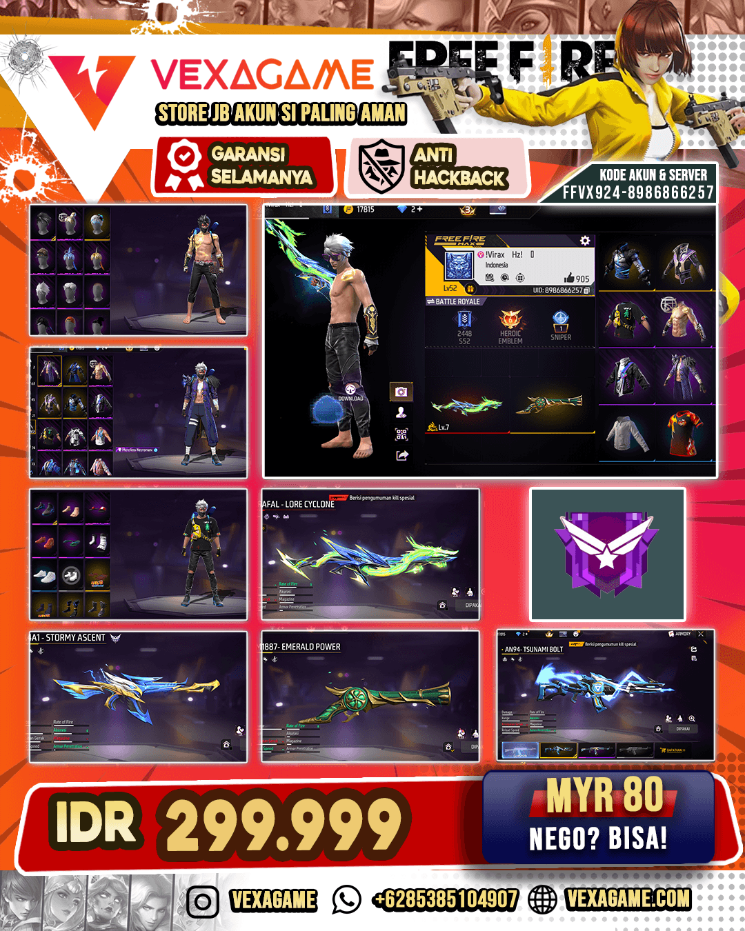AN94 Tsunami Bolt | SG Terompet | Parafal Lore Cyclone LV MAX | MP40 Dreamy Club | M4A1 Stormy Ascent | Vault 100