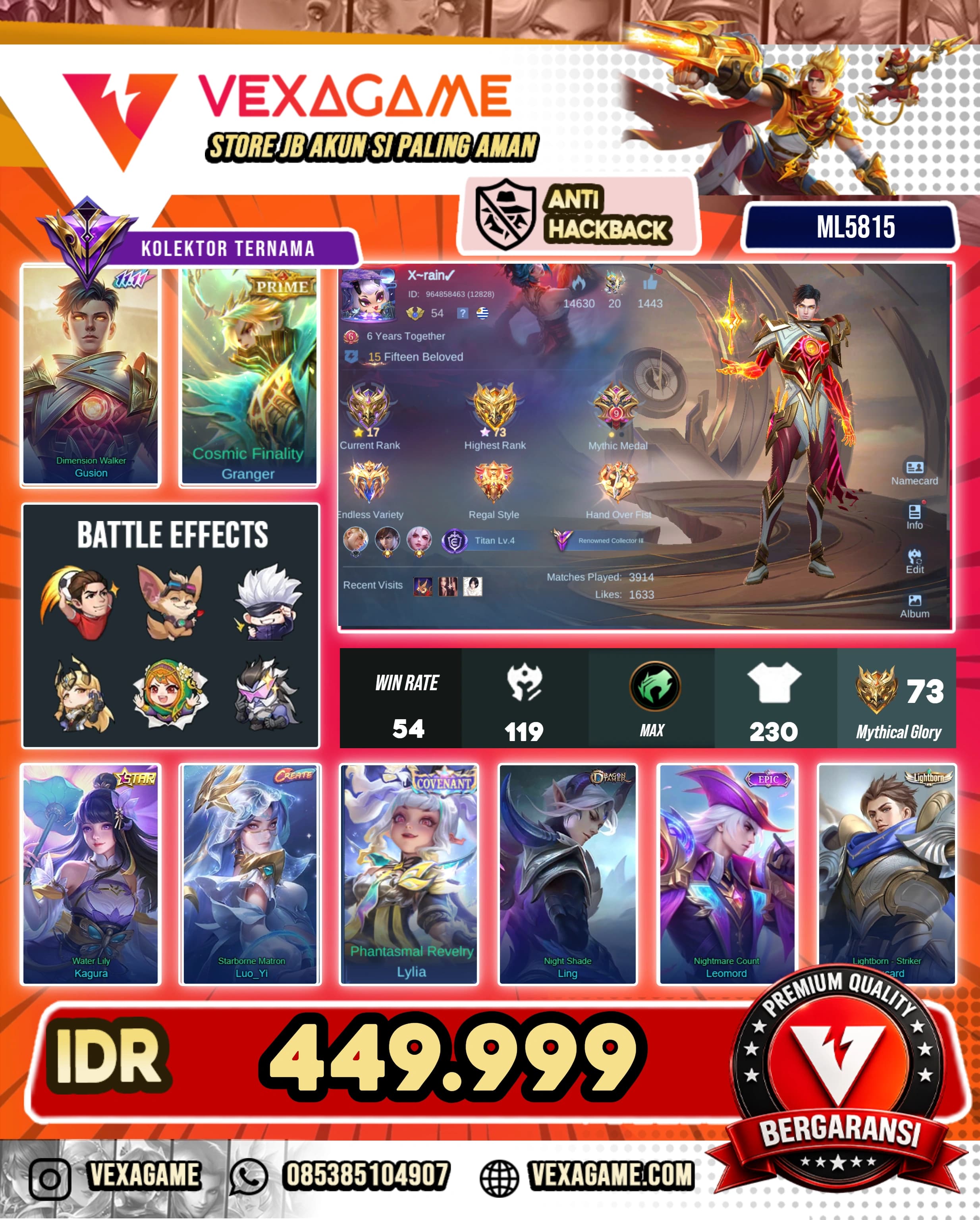 Gusion 11.11 | Kagura Annual Starlight | Granger Prime
