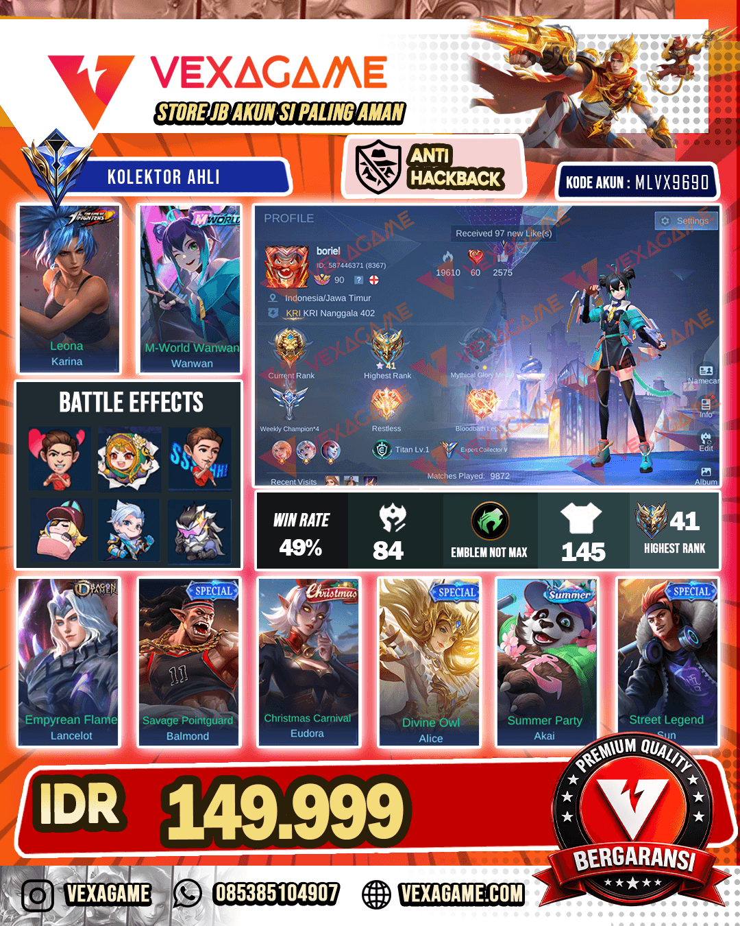 Karina KOF | Wanwan M Word | Lancelot Dragon Timer