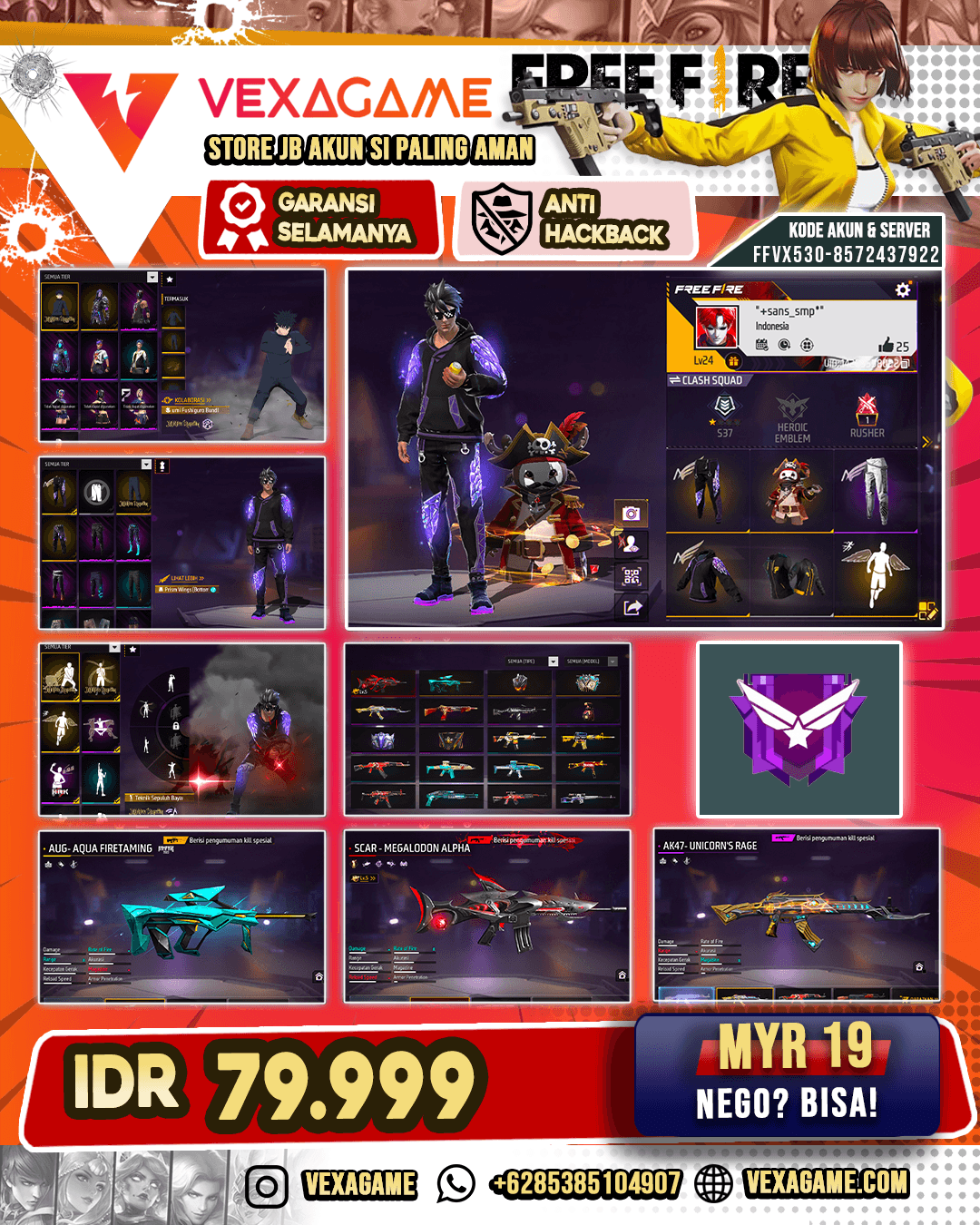 EVO SCAR MEGALODON LVL5 | AKA47 UNICORN'S | BUNDLE ANGEL BIRU