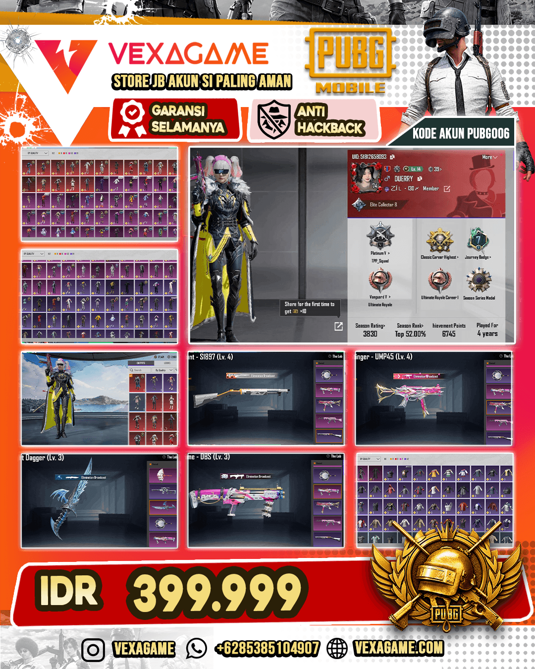 LV 74 | Avatar mythic fashion | 6 senjata kill mess | - Title merah 3 biji | total weapon lab 11