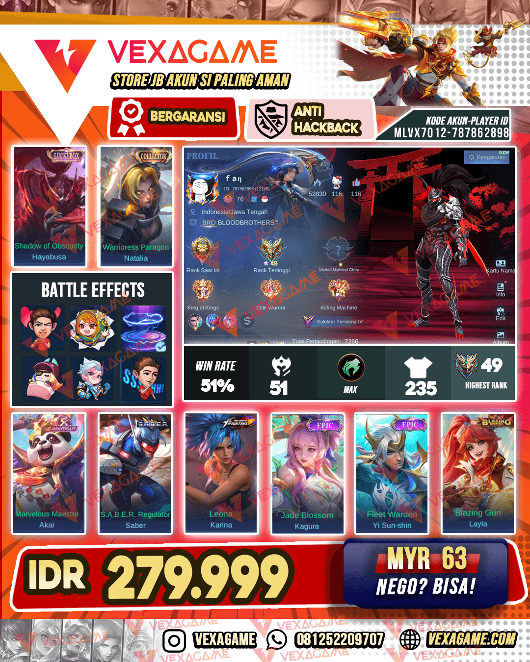 Hayabusa Luckybox X Natalia Collector | Emblem MAX & Hero MAX | Recall Tas Tas