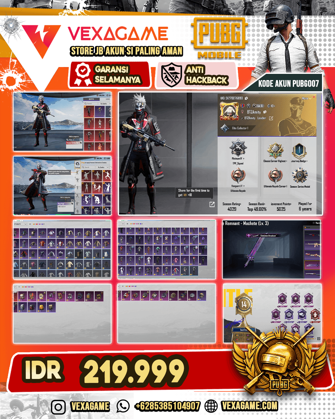 LV 63 | Avatar mythic fashion | Rp A181921 on A1 dan 3 max | 1 senjata kill mess | Title merah 1 biji | - total weapon lab 6