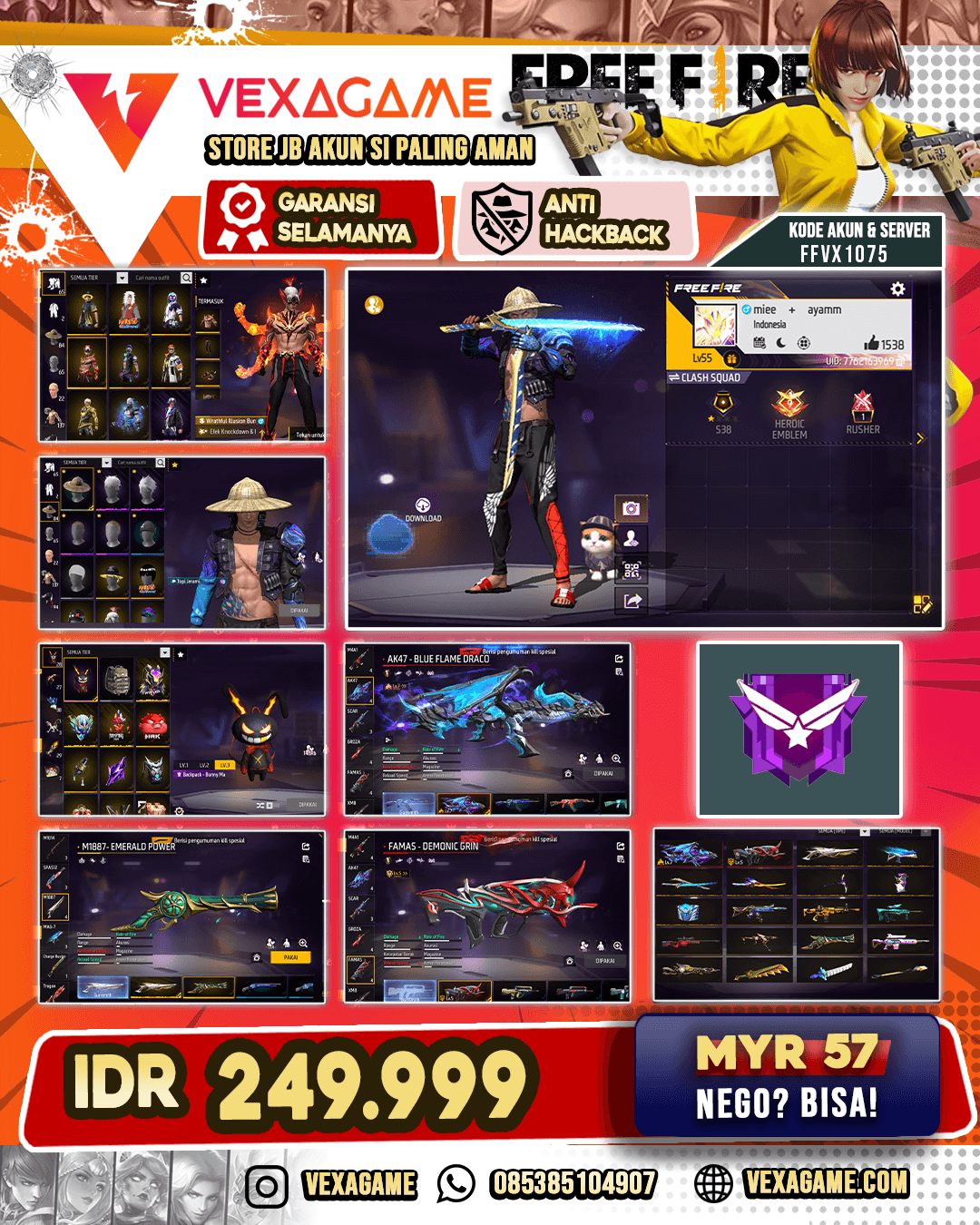 EVO AK47 MAX | EVO FAMAS OTW MAX | SG GURUN | SG TROMPET | TOPI JERAMI | VAULT OTW 150