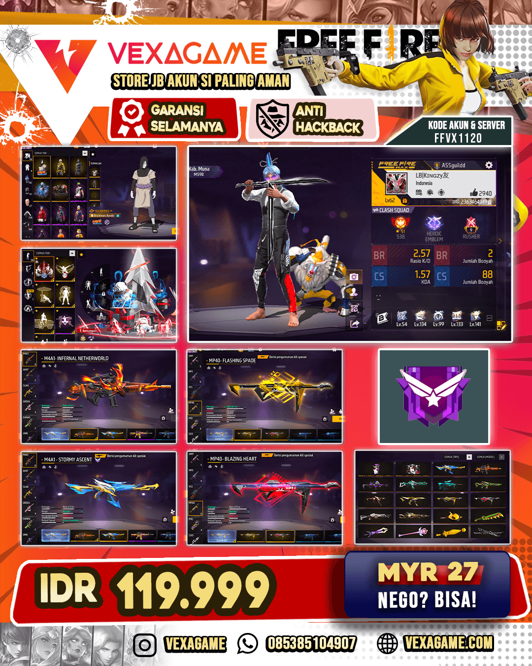 Orochimaru Bundle | Emote Berkumpul Lobby | Backpack Midnight Monster | M4A1 Infernal Netherworld | M4A1 Stormy Ascent | MP40 2 Rasa