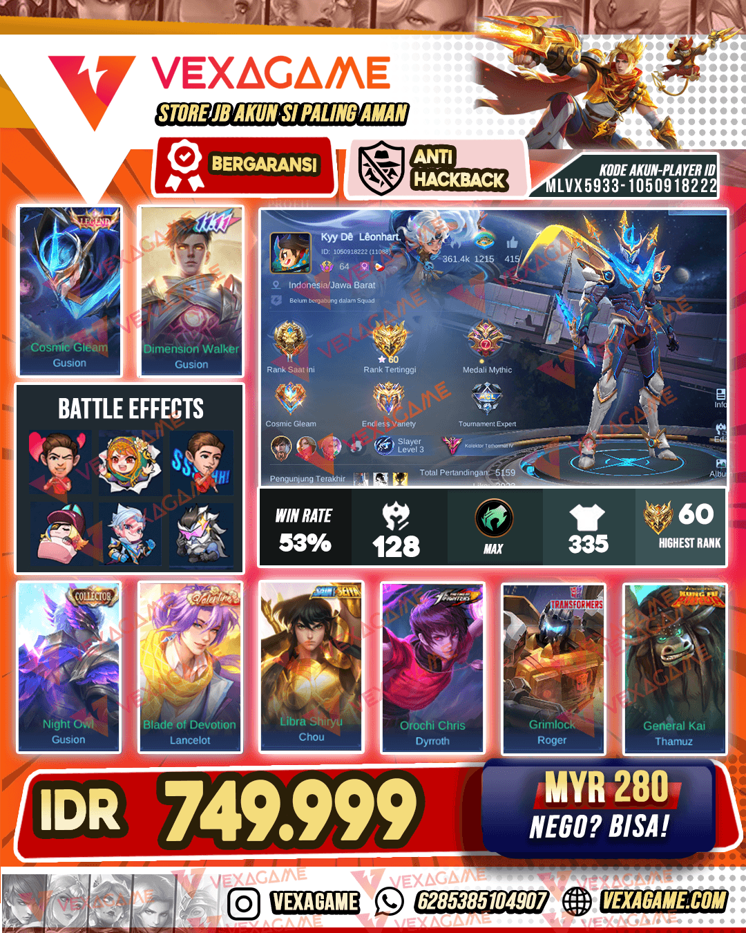 Gusion Legend x Gusion 11.11 x Gusion Collector | Lancelot Valentine | Chou Saint Setya Gold