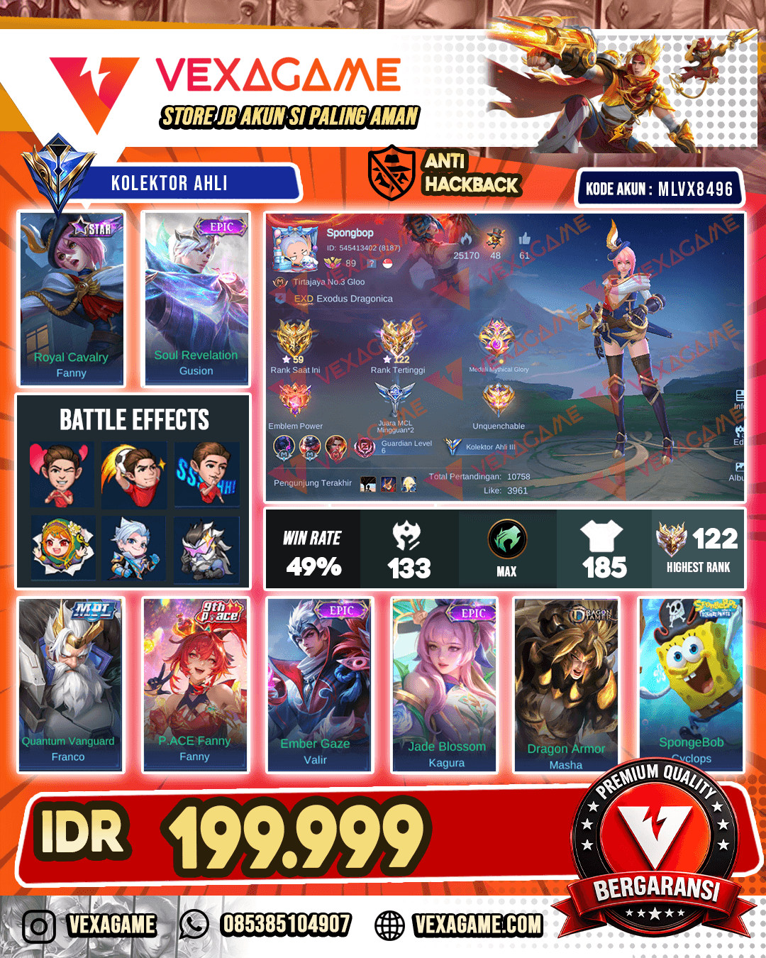 Fanny Starlight | Gusion Epic | Ex Immo
