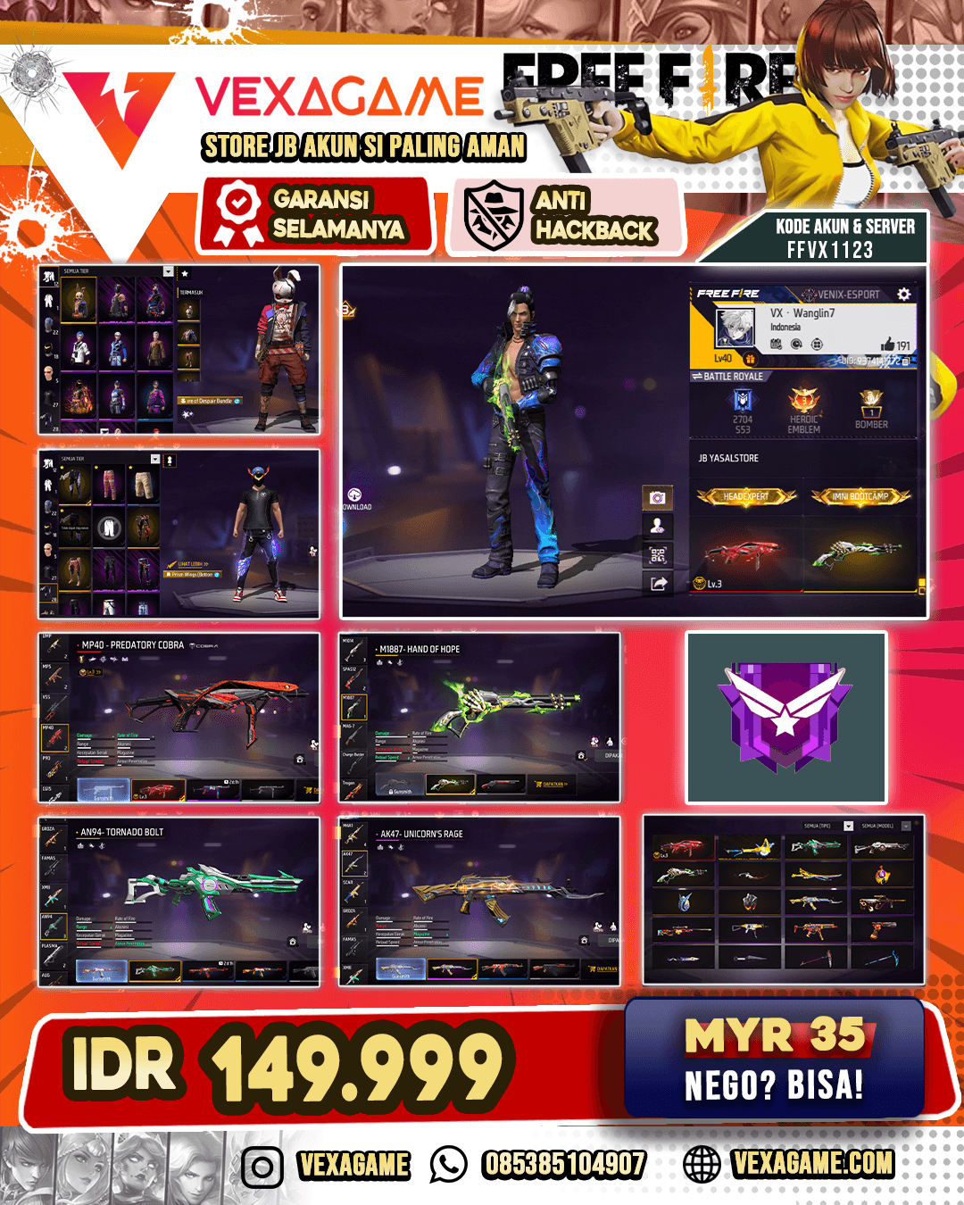 SG LUMUT | EVO MP40 | AN49 INCUBATOR | CALANA ANGEL BIRU | VAULT OTW 30