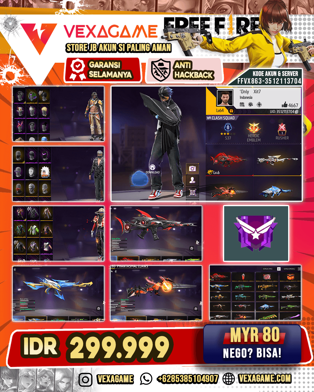 EVO 1 | AC80 PHANTASMAL CLAWS | AUG AQUA | BUNDLE JIRAIYA | VAULT 300++
