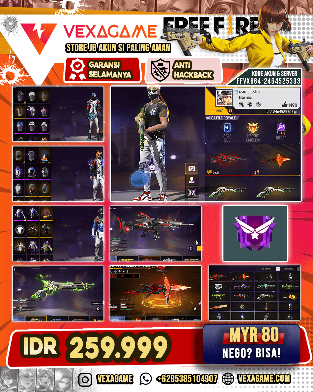1 EVO | SG LUMUT | MP40 PENINGGALAN UCIHA | BUNDLE MADARA | VAULT OTW 200