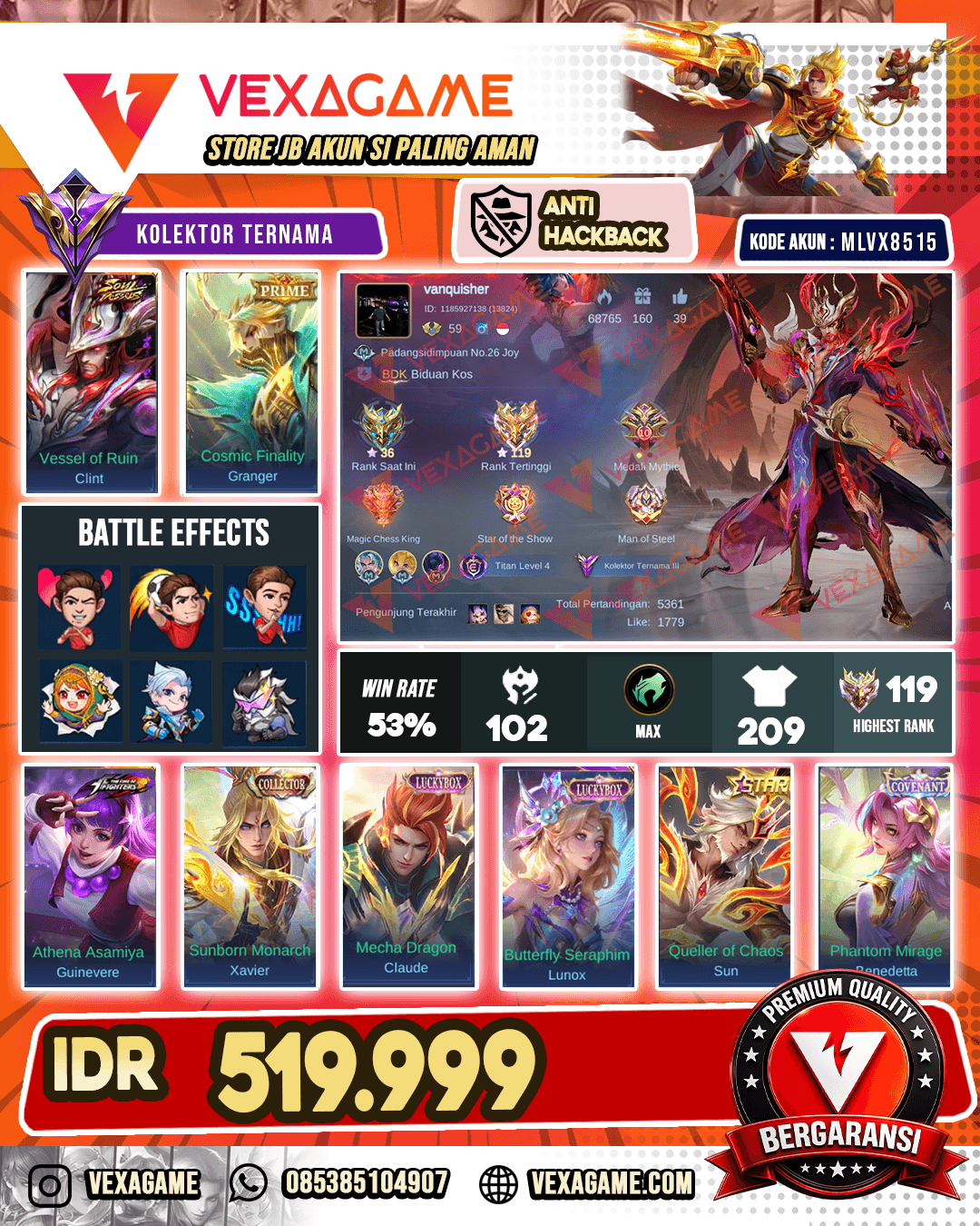 Clint Soul Vessel | Granger Prime | 2 Kof | Xavier Collector | 2 Luckybox | 2 Annualstar