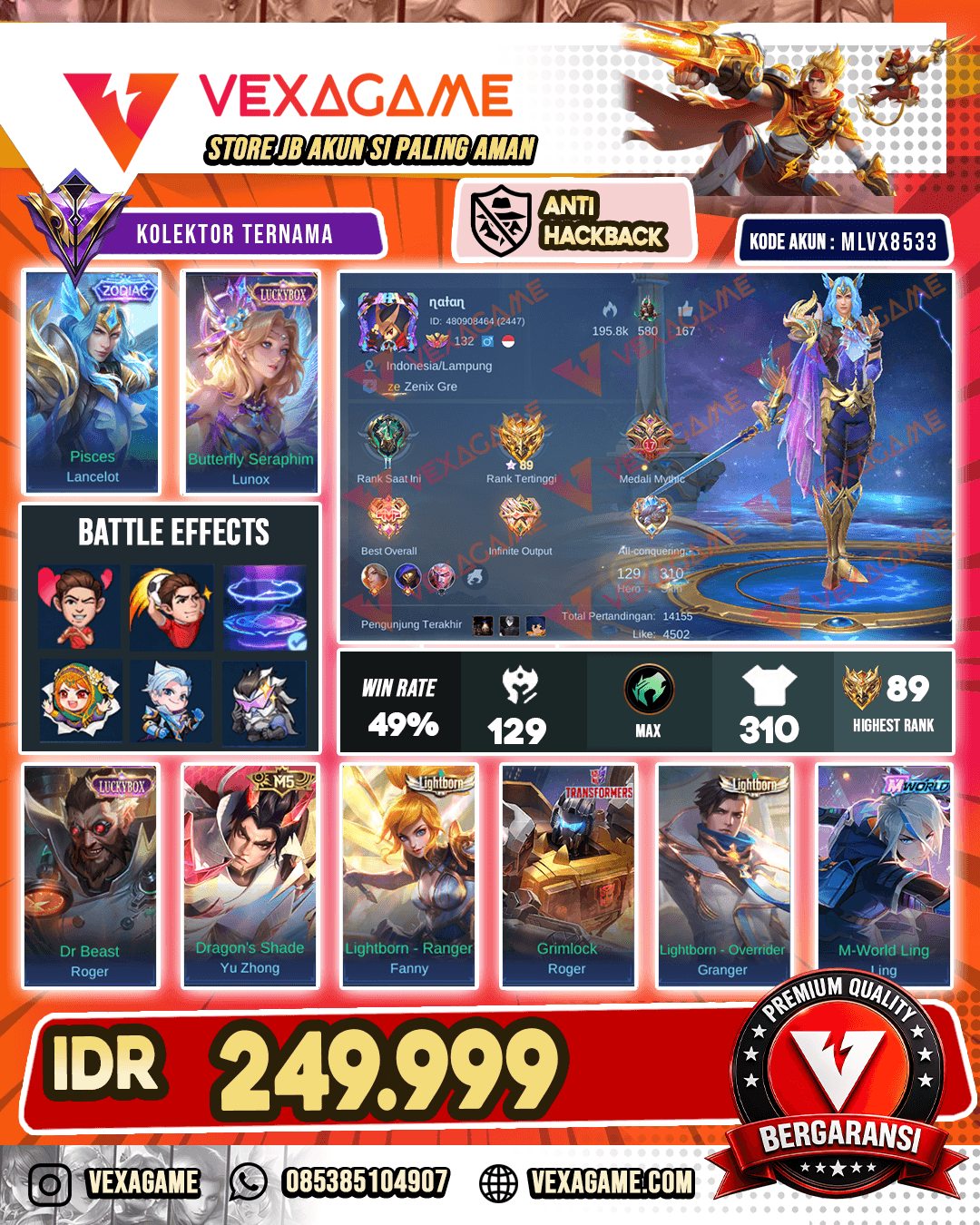 Lancelot Zodiac | Lunox Luckybox | Recal Tas Tas Biru ON