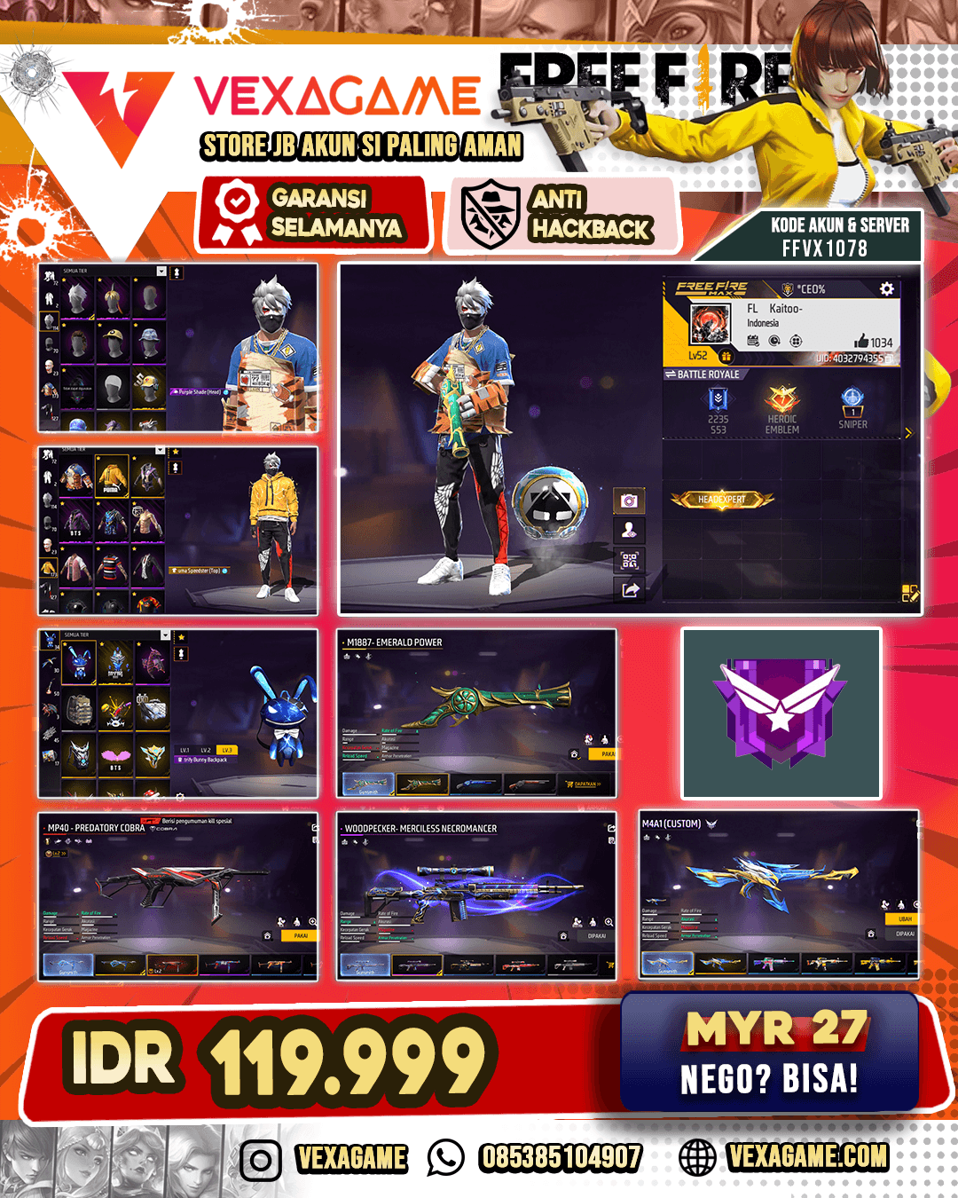 SG TEROMPET | EVO MP40 | RAMBUT KAKASHI | VAULT OTW 180