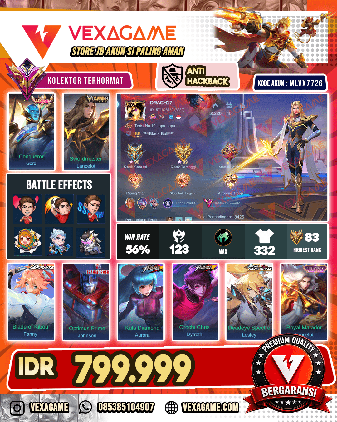 Gord Legend | Lancelot Dawning | Fanny Ashpirant | Johnson Transformer | Aurora Kof | Dyrroth Kof | Lesley Ashpirant