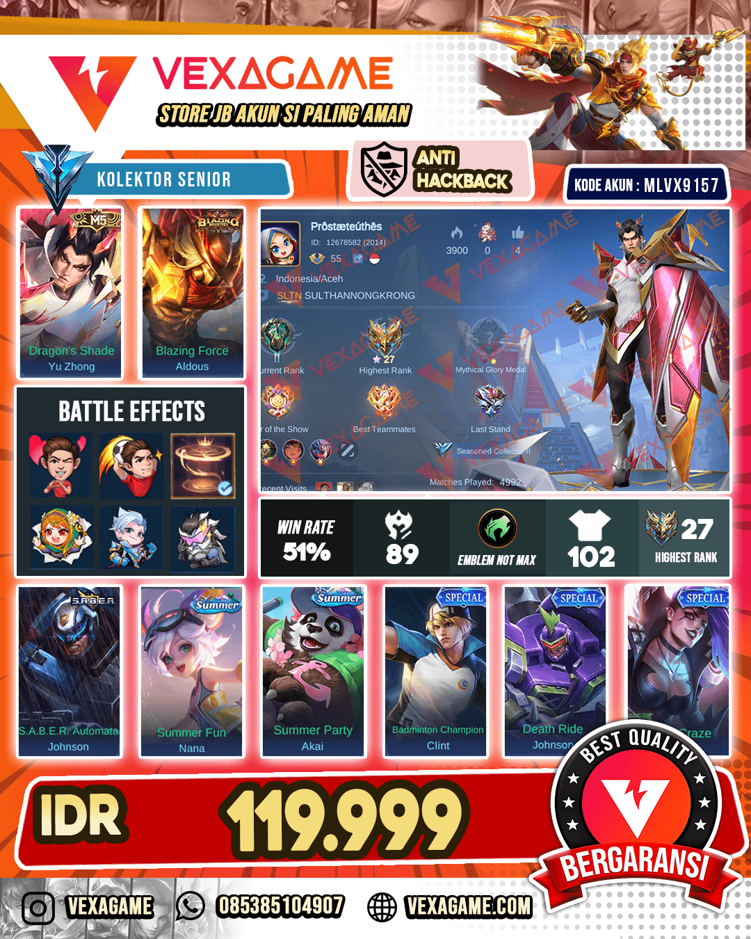 Yu Zhong M5 | Aldous Blazing | Tas Tas Merah