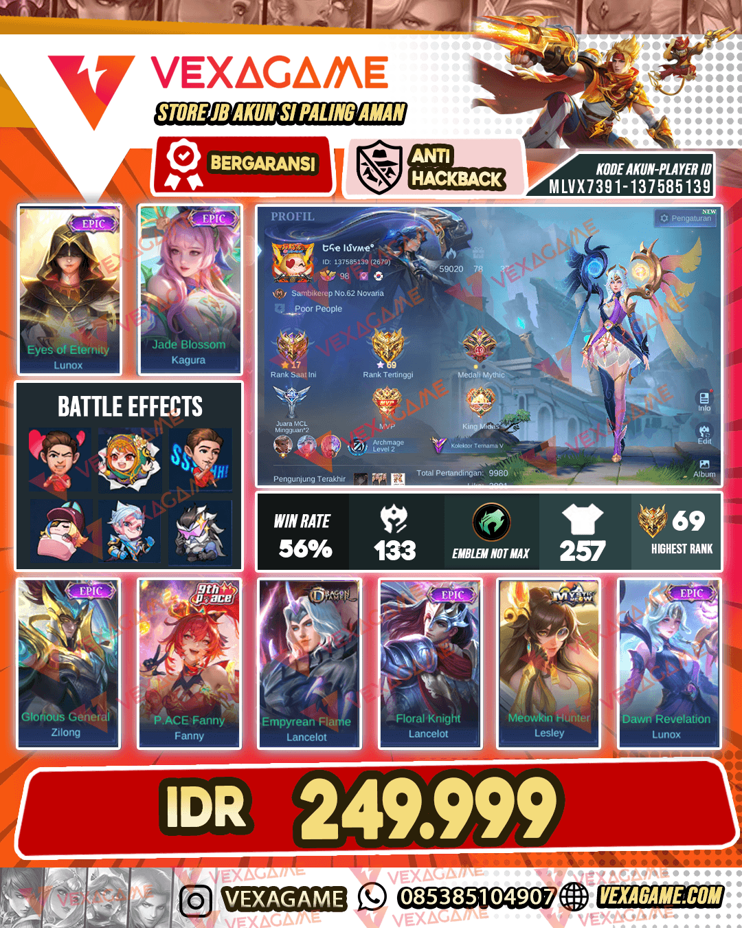 Lunox Epic X Kagura Epic | Emblem MAX & Hero MAX