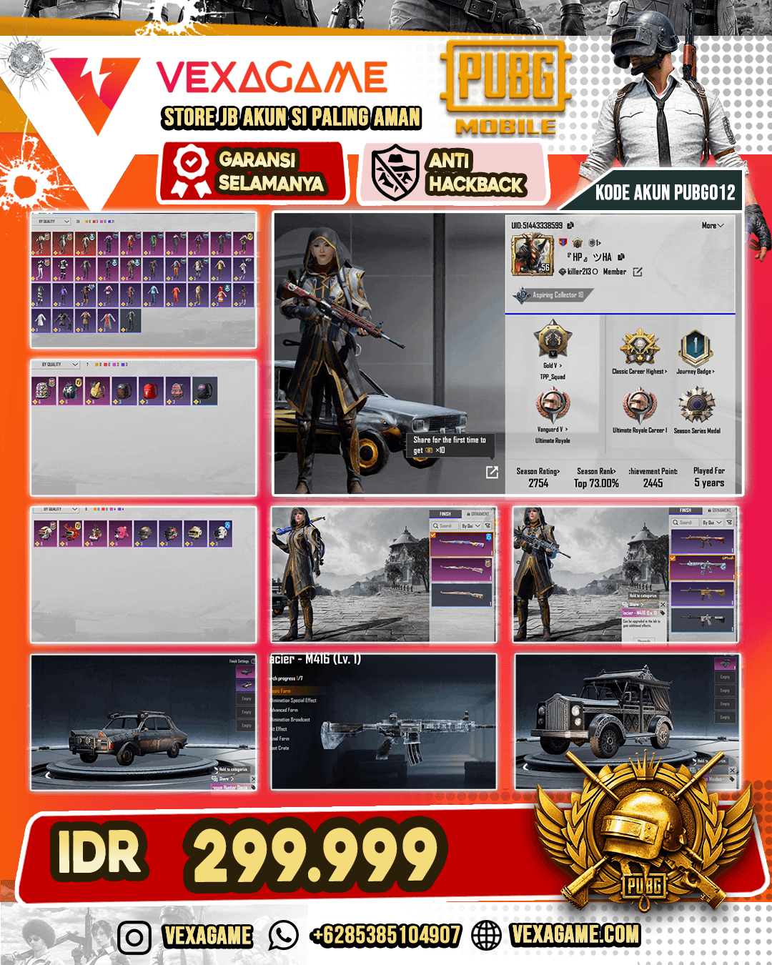 LV 56 | Total 38 set clothes | Skin M4 rame selain glacier. | Kar98k berskin