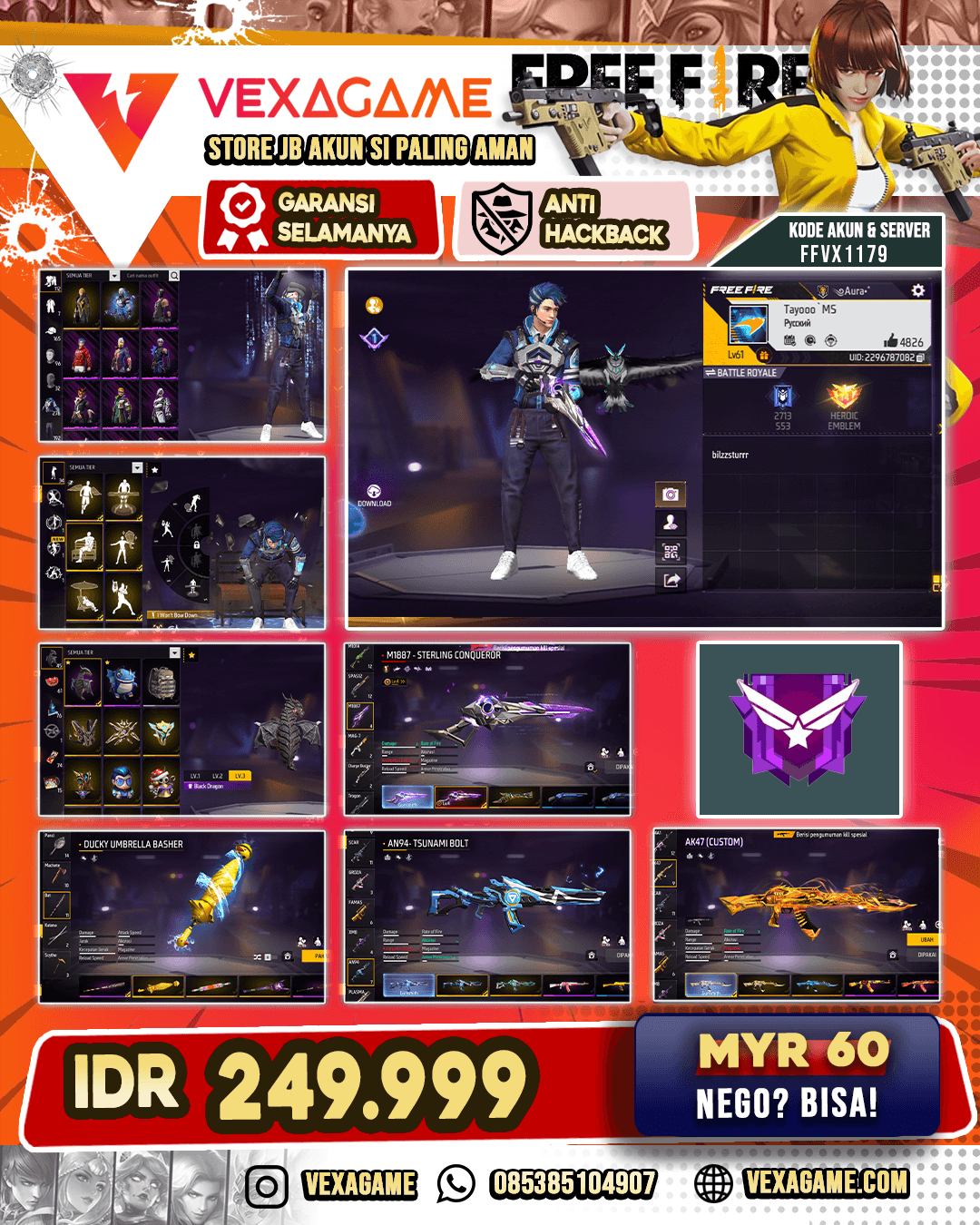 1 EVO STERLING CONQUEROR | SG TEROMPET | VAULT 250++ | TAS BLACK DRAGON