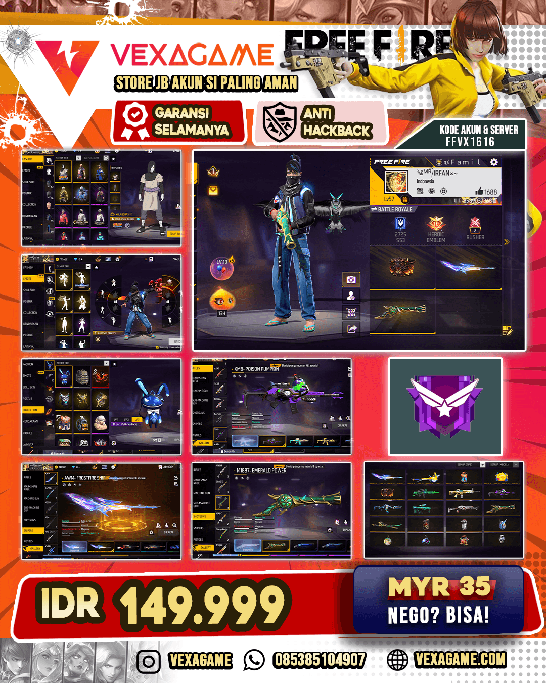 Bundle Orochimaru | AWN Frosfire Snip | M4A1 Venom Netherworld | SCAR Paradise | XM8 Posion Pumpkin | SG Terompet