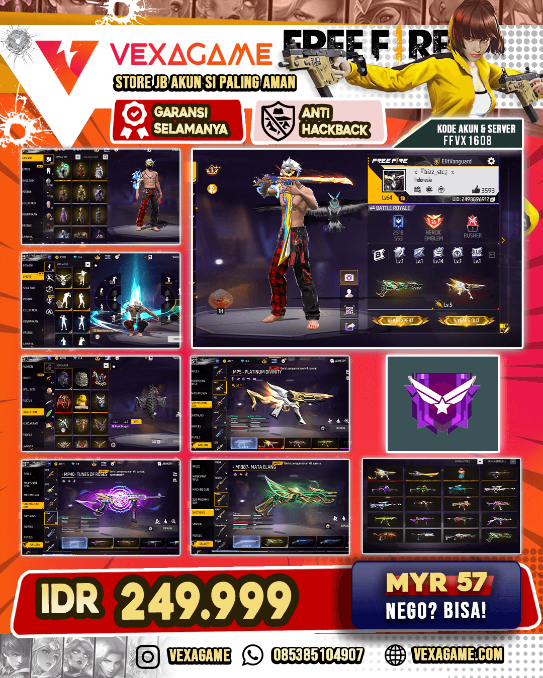 MP5 Platinum Divinity Lv 5 | Vault 300 | Cn On | Katana On | SG Mata Elang