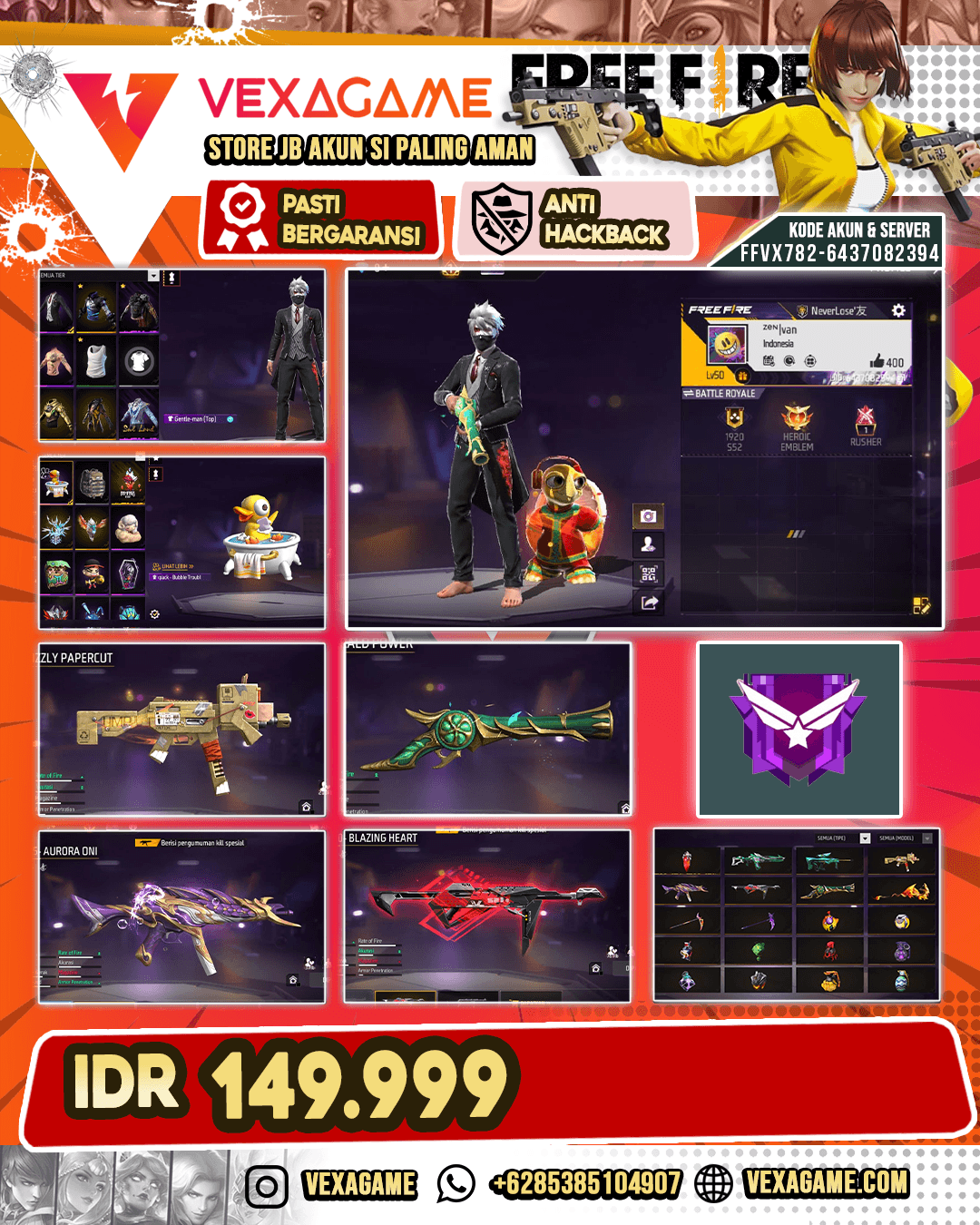 MP5 Aurora Oni | UMP Grizzly Papercut | MP40 Blazing Heart | SG Terompet | Backpack Bubble