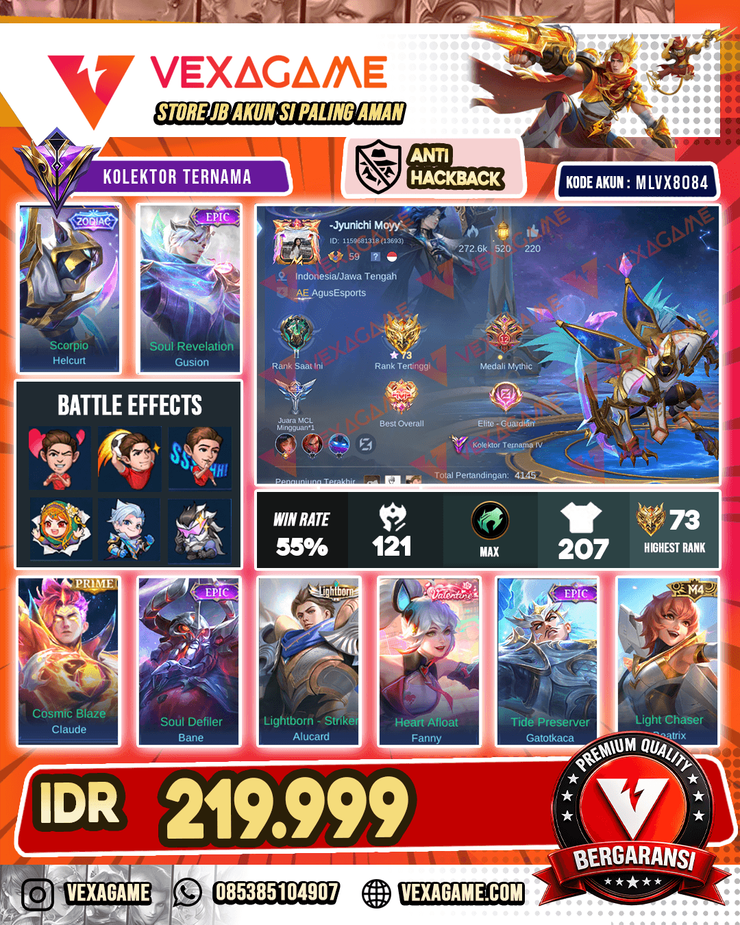 Helcurt Zodiac | Gusion Epic | Claude Prime