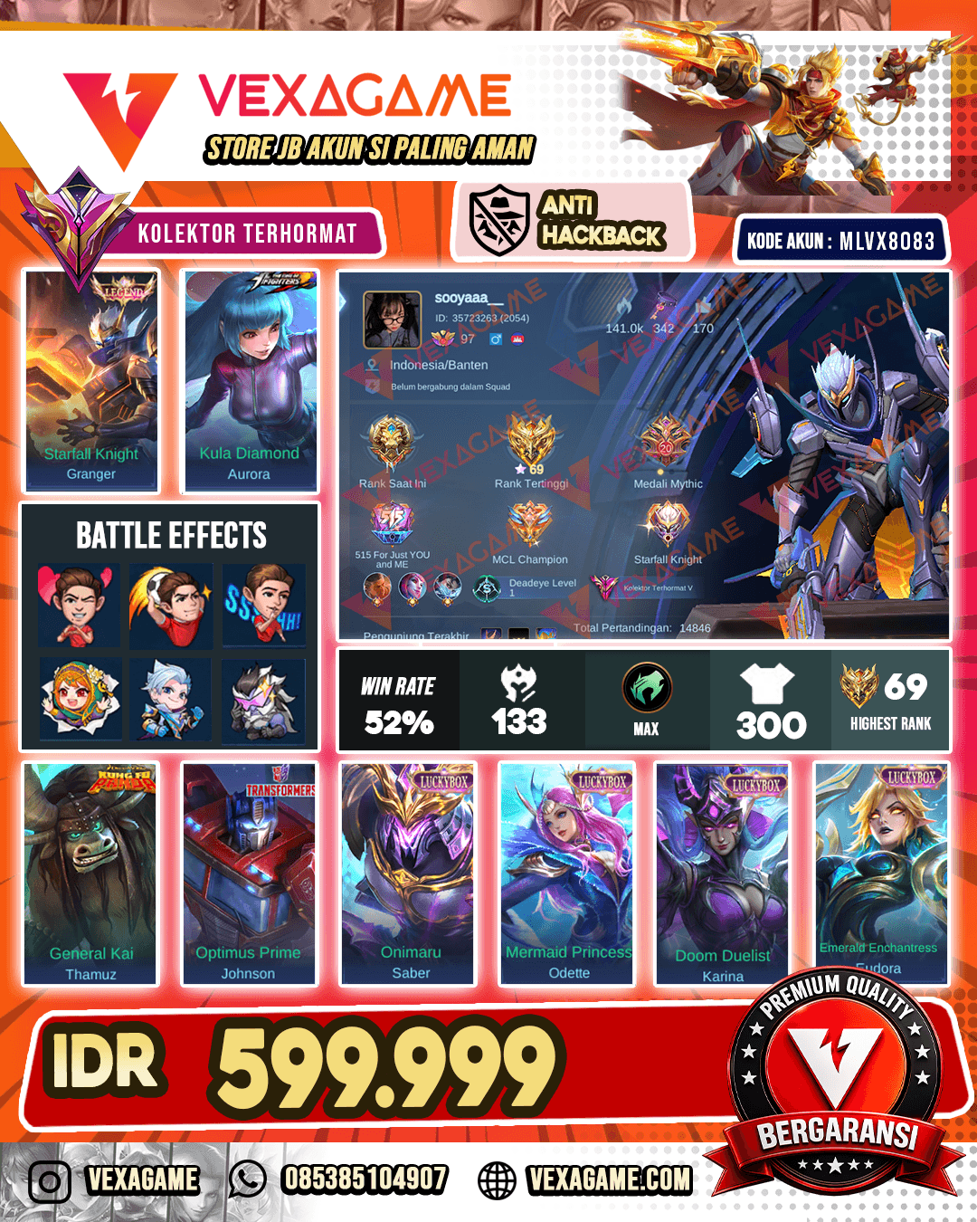Granger Legend | Aurora KOF | Thamuz Kungfu Panda | 4 Luckybox
