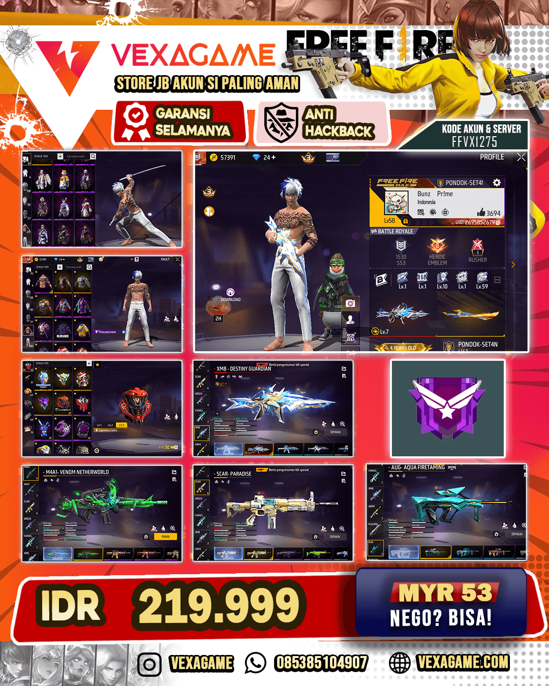 EVO MAX XM8 - DESTINY GUARDIAN | BUNDEL Horsin' Around | Legendary Cobra | Vault 200 +