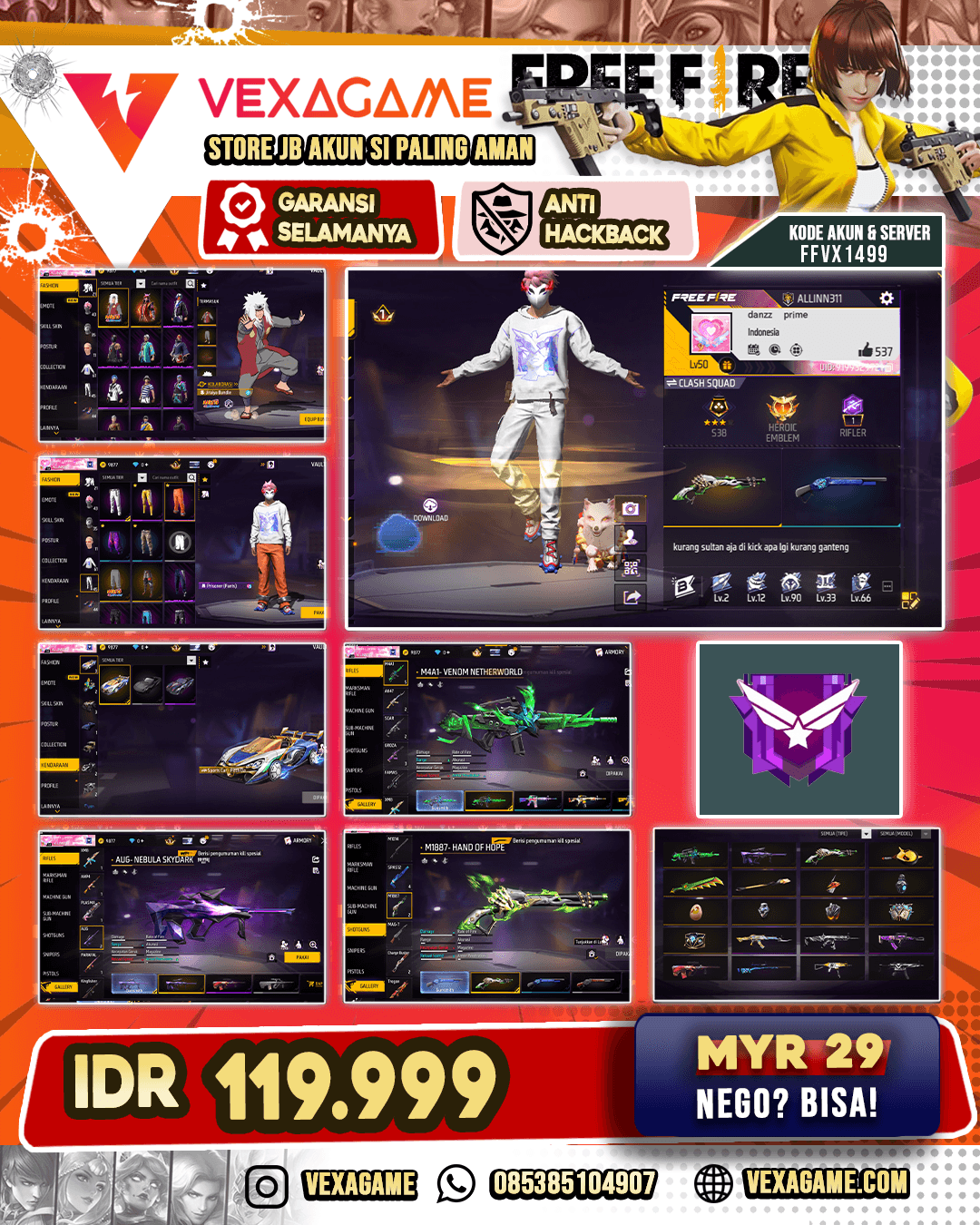 Bundle Jiraiya | M4A1 Venom Netherworld | AUG Nebula Skydark | SG Lumut | Machete ON