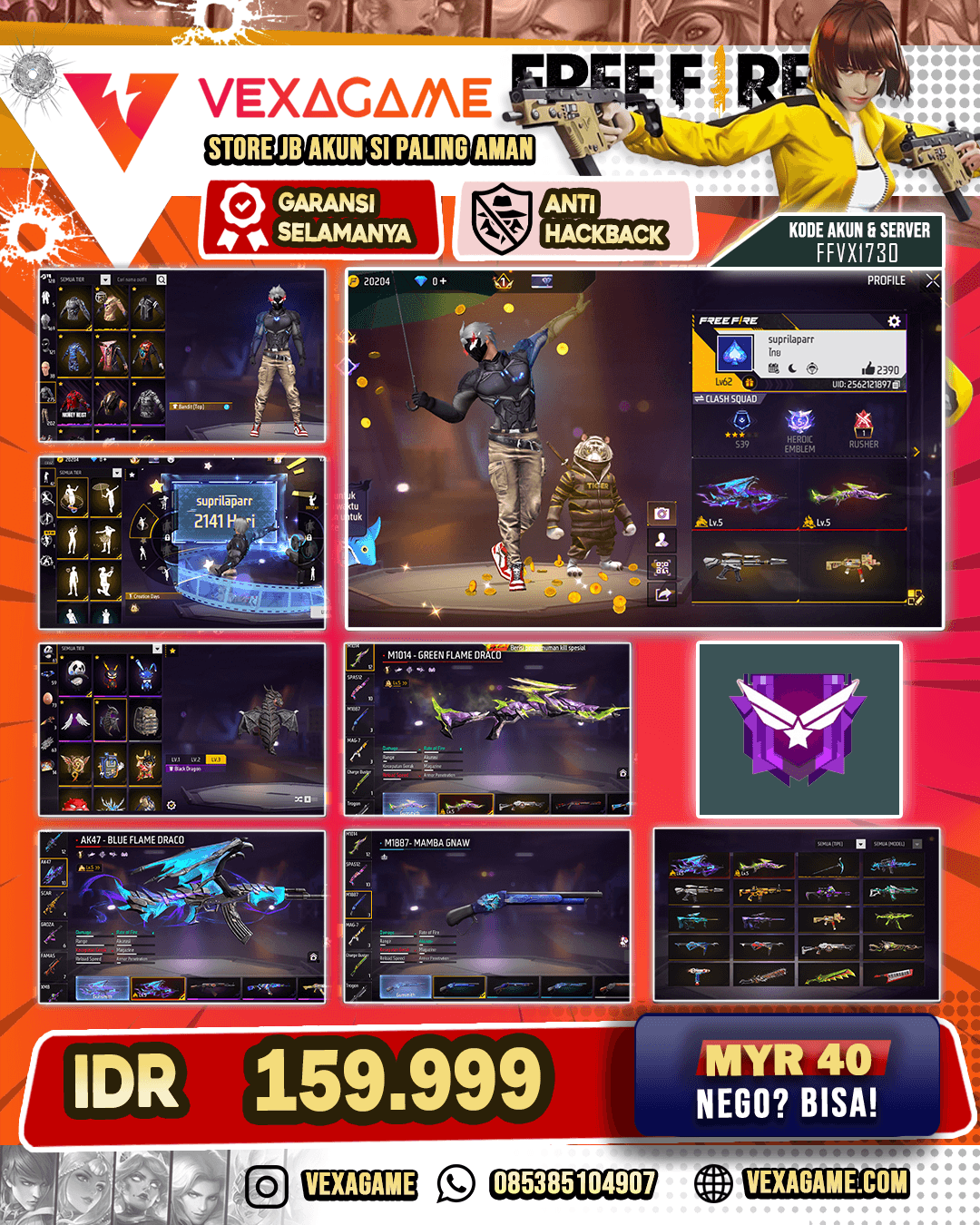 2 EVO LVL 5 | SG TRIO BIRU | M4A1 GENOS | SEPATU JORDAN | VAULT OTW 300