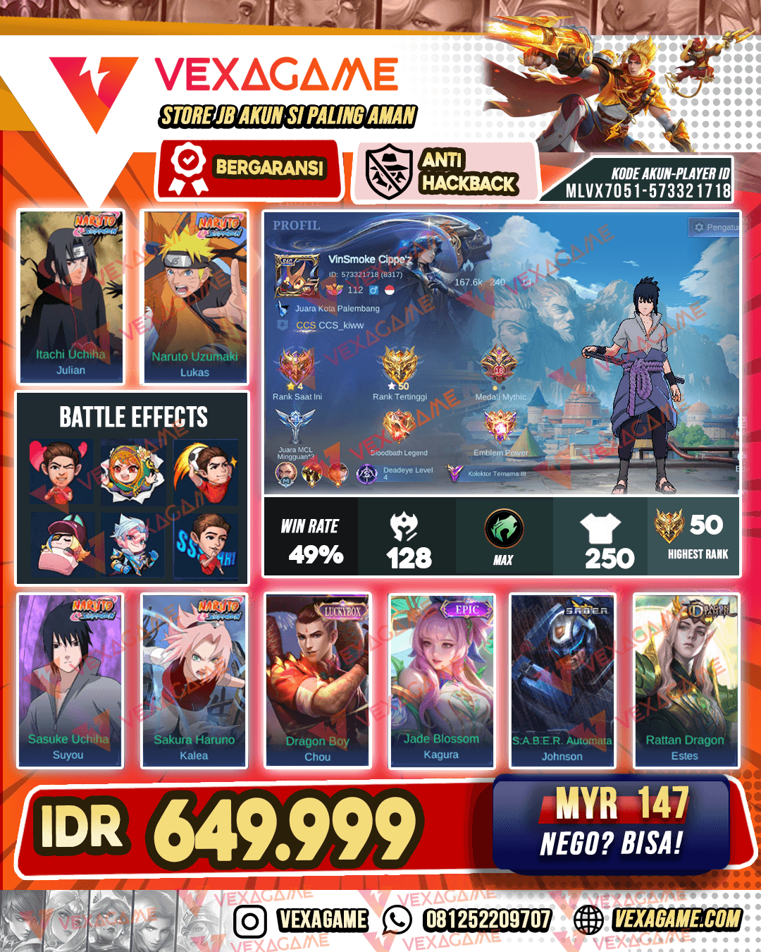 4 Skin Collab Naruto | Chou Luckybox | Emblem MAX